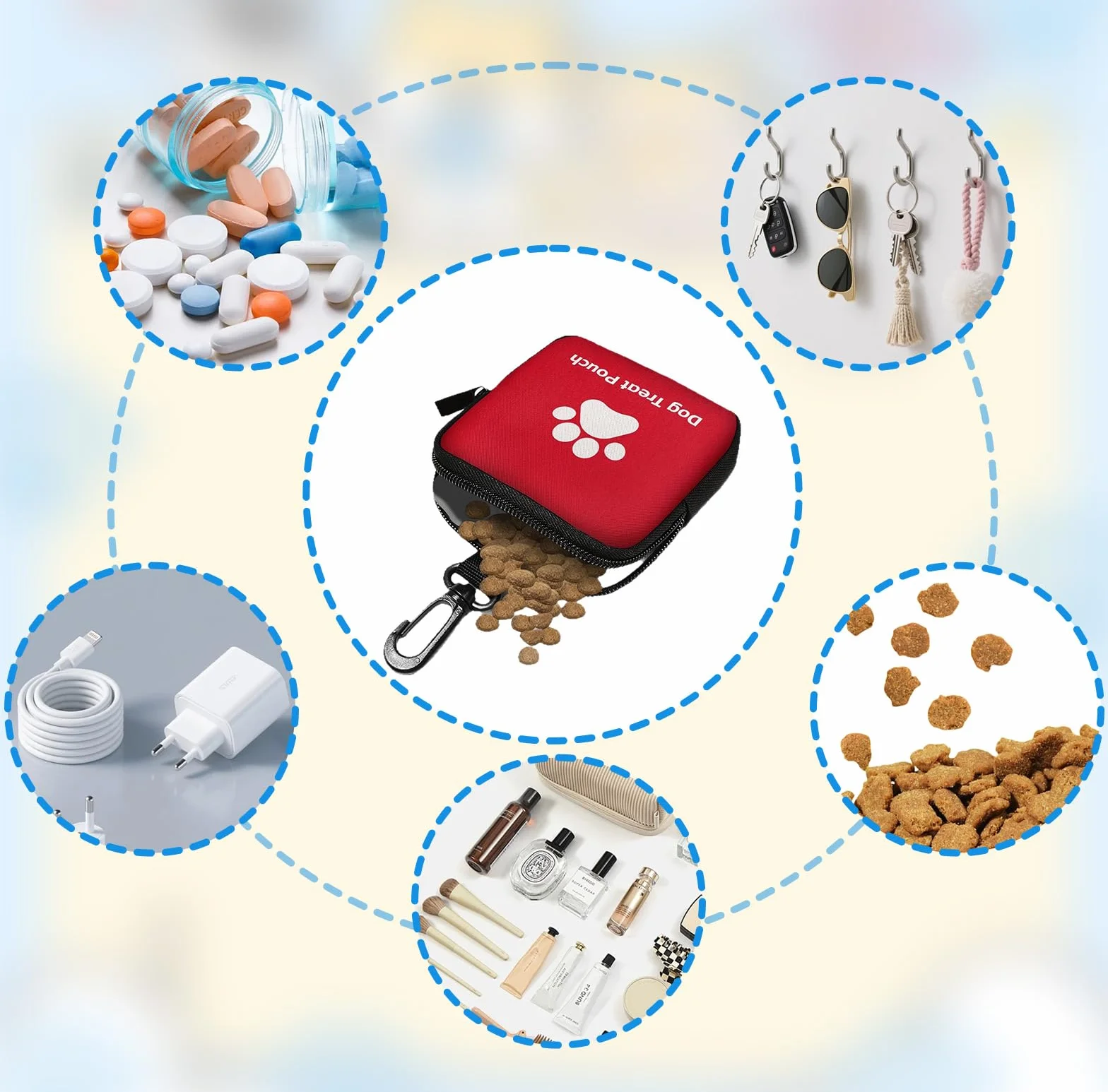 VEGCOO 2 Pz Porta Premietti per Cani Borsa con Cerniera e Moschettone, Sacchetti Portatili per Animali Domestici in Piccola, Borsa Addestramento Cane Porta Premietti per Cani per Viaggi, Uso Esterno