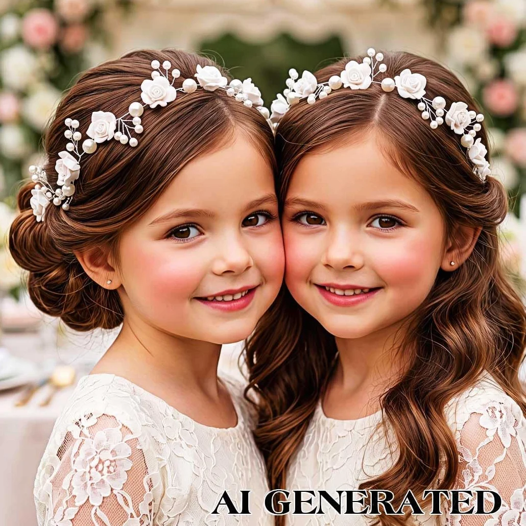 Fascia per capelli con fiore bianco Diadema di perle Accessori per capelli prima comunione Copricapo da sposa per ragazze damigella d'onore