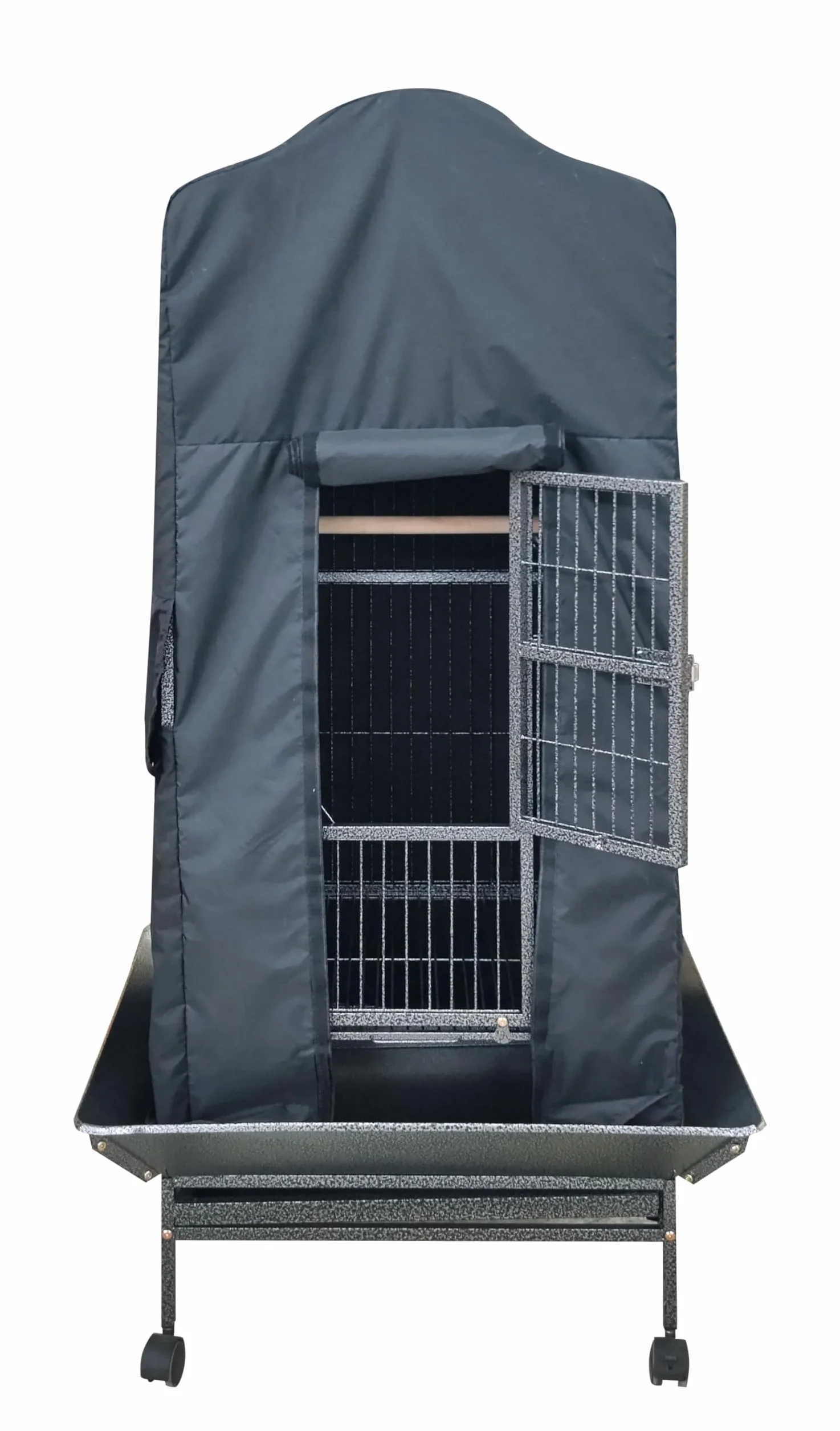 Pet's Solution - Telo Copertura Nero per Gabbia Pappagalli con Tetto Onda e Misura Interna da 61,5x57,5x121h cm, Ideato per Favorire il Riposo dei Volatili