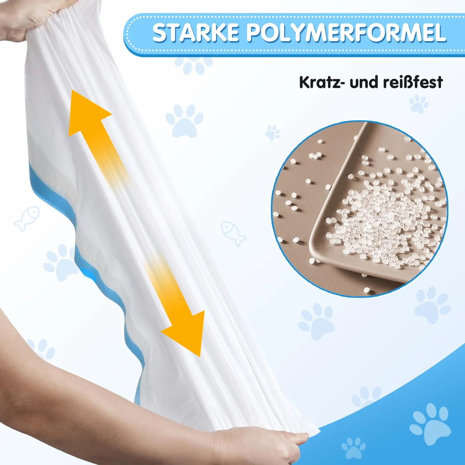 Lettiera autopulente per gatti, 50 x 45 cm, 60 sacchetti per la spazzatura con coulisse
