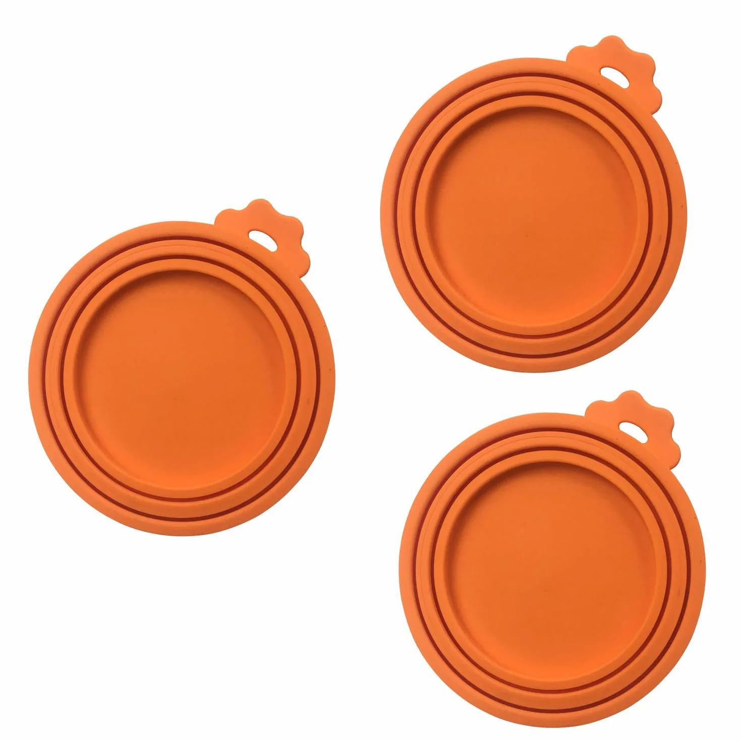 Coperchi per scatolette di Cibo per Animali, 3 Misure, Lavabili in lavastoviglie, Senza BPA, in Silicone, universali, Colore Arancione (3 PCS)