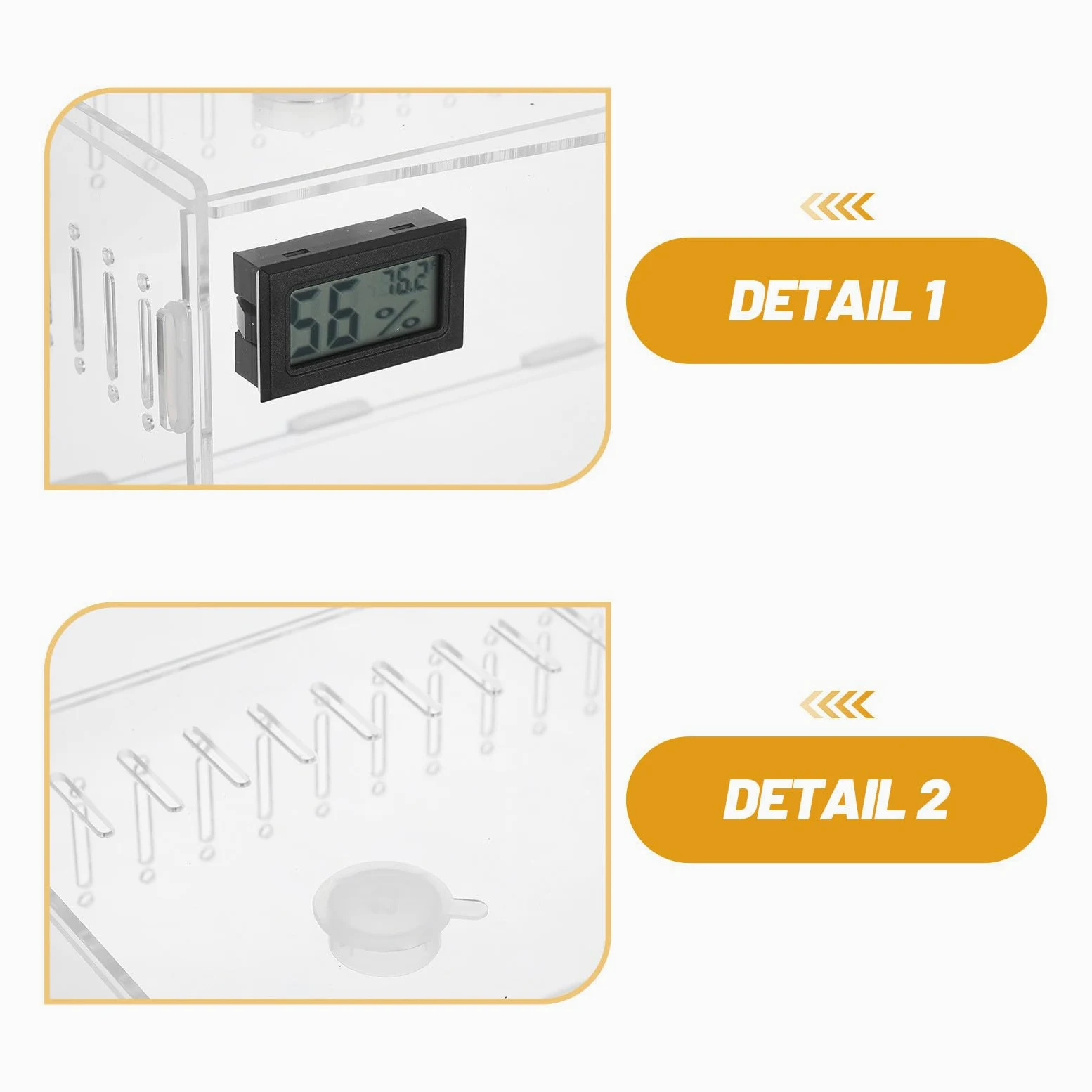 ABOOFAN Terrario Termometro Digitale per Monitoraggio per Igrometro di Acrilico 360° Trasparente con Ampia Ventilazione Rettili in Reale Allevatori Animali Domestici