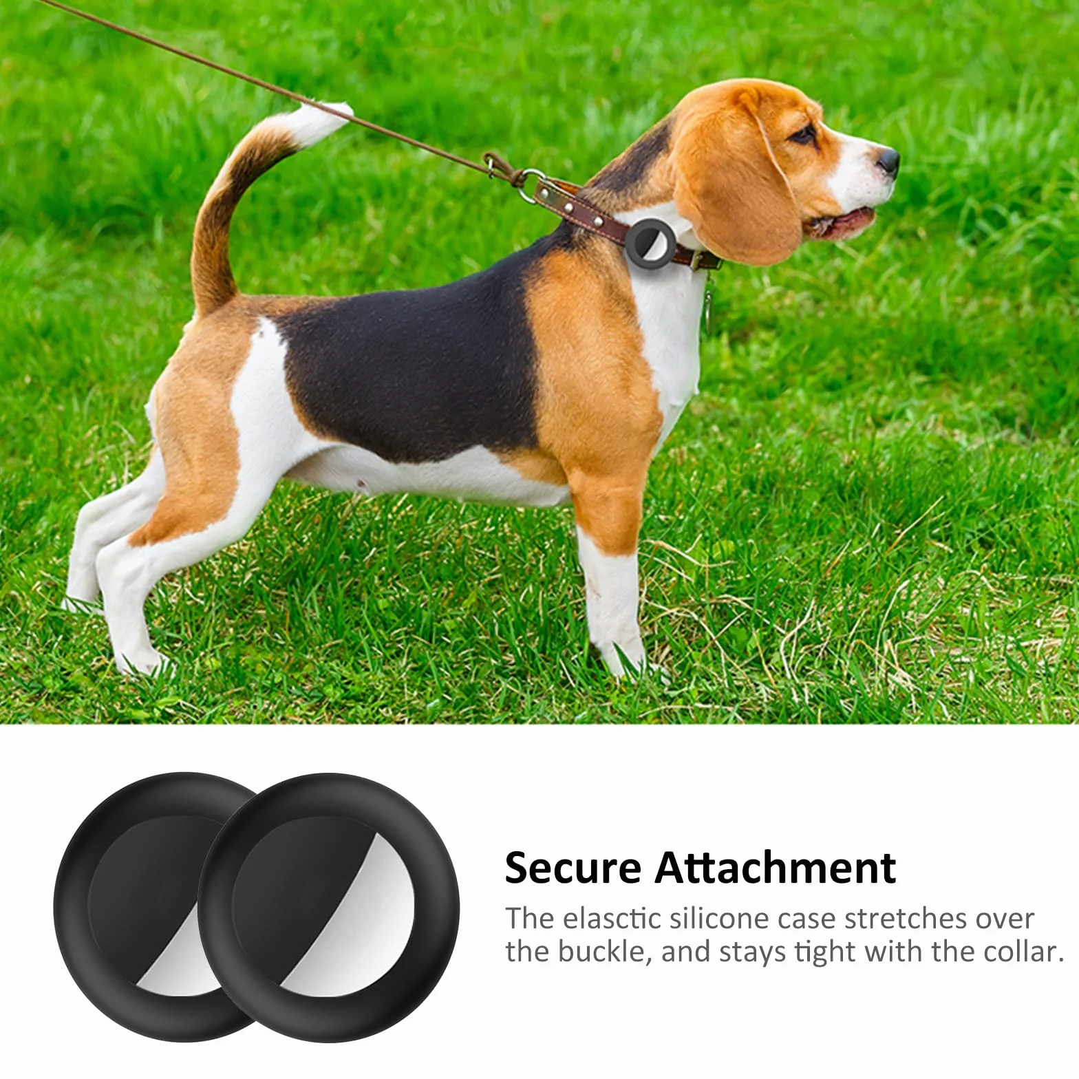 SimpleThings Airtag, supporto per collare per gatti, custodia protettiva in silicone per Airtag, confezione da 2 custodie impermeabili per Apple Airtag, collare per cani e gatti entro 3/8", nero e
