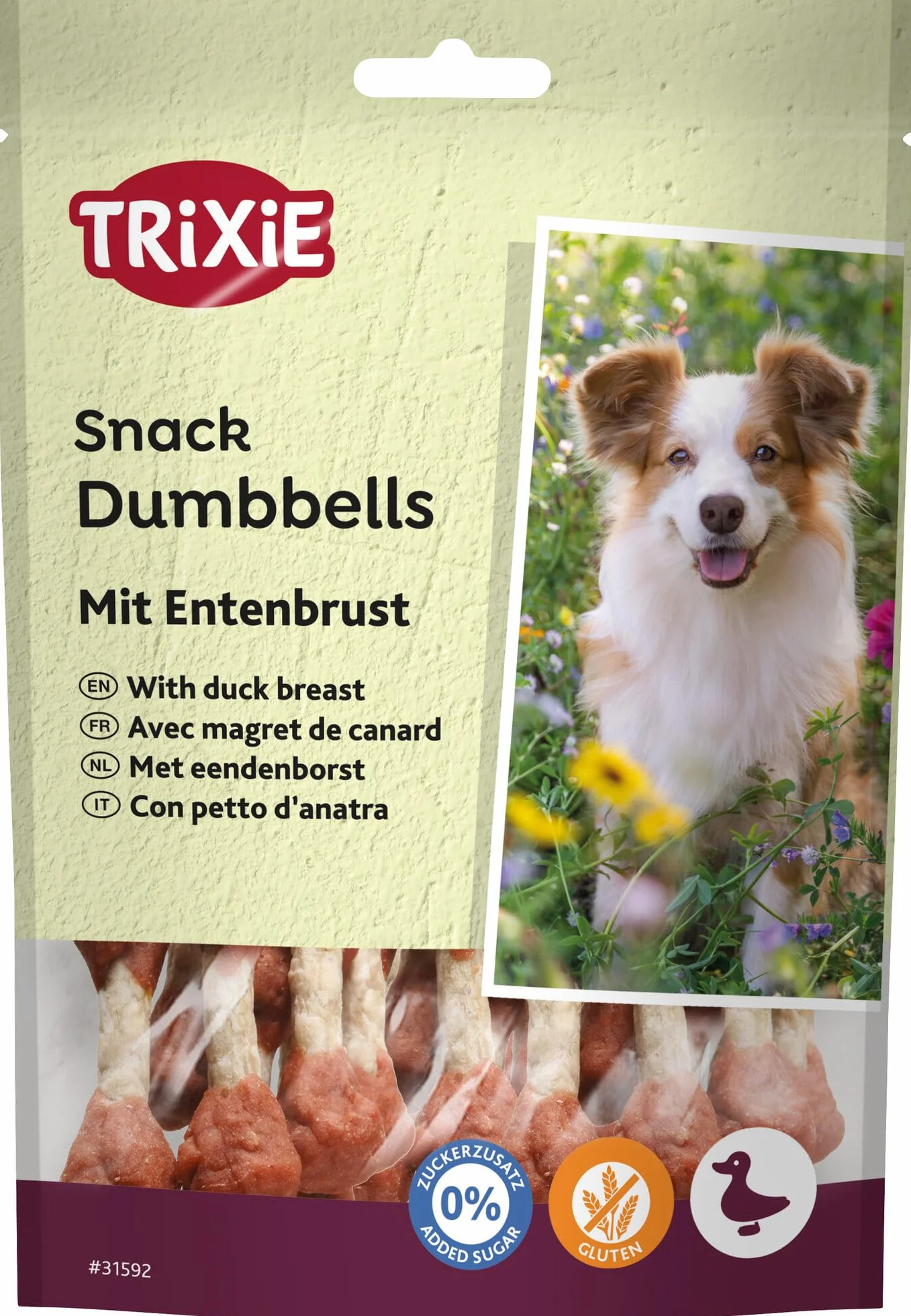 TRIXIE PREMIO bocconcini di anatra snack per cani – snack monoproteico all'anatra senza zuccheri aggiunti né glutine – senza cereali – premio per l'addestramento – 80 g