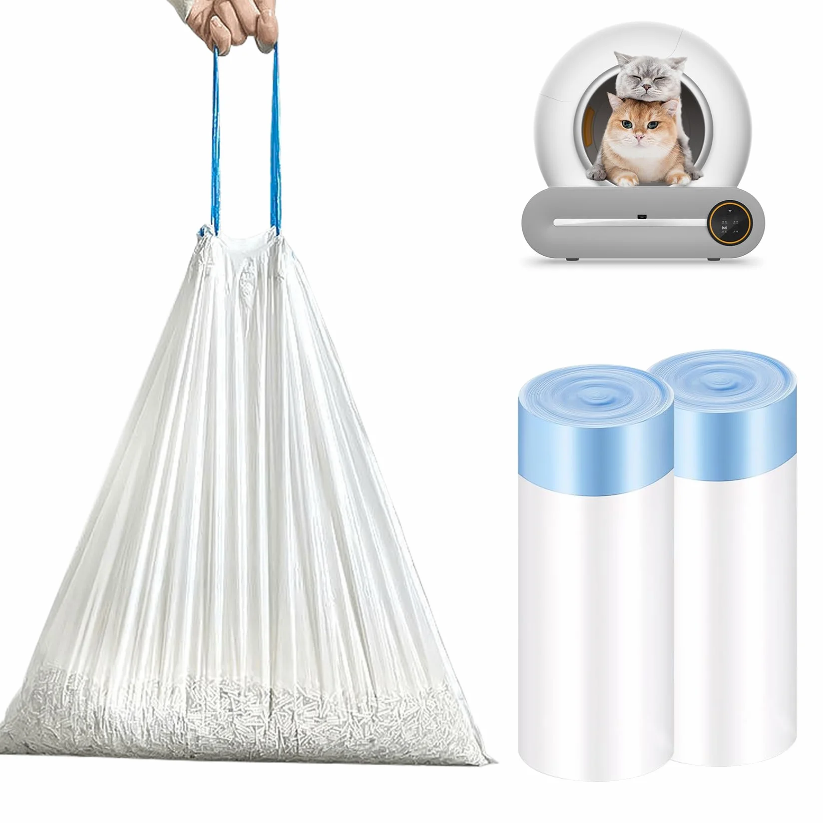 Autopulenti 'sacchetto' per 'lettiera' per 'gatto', resistente agli strappi, 2 rotoli, 30 pezzi