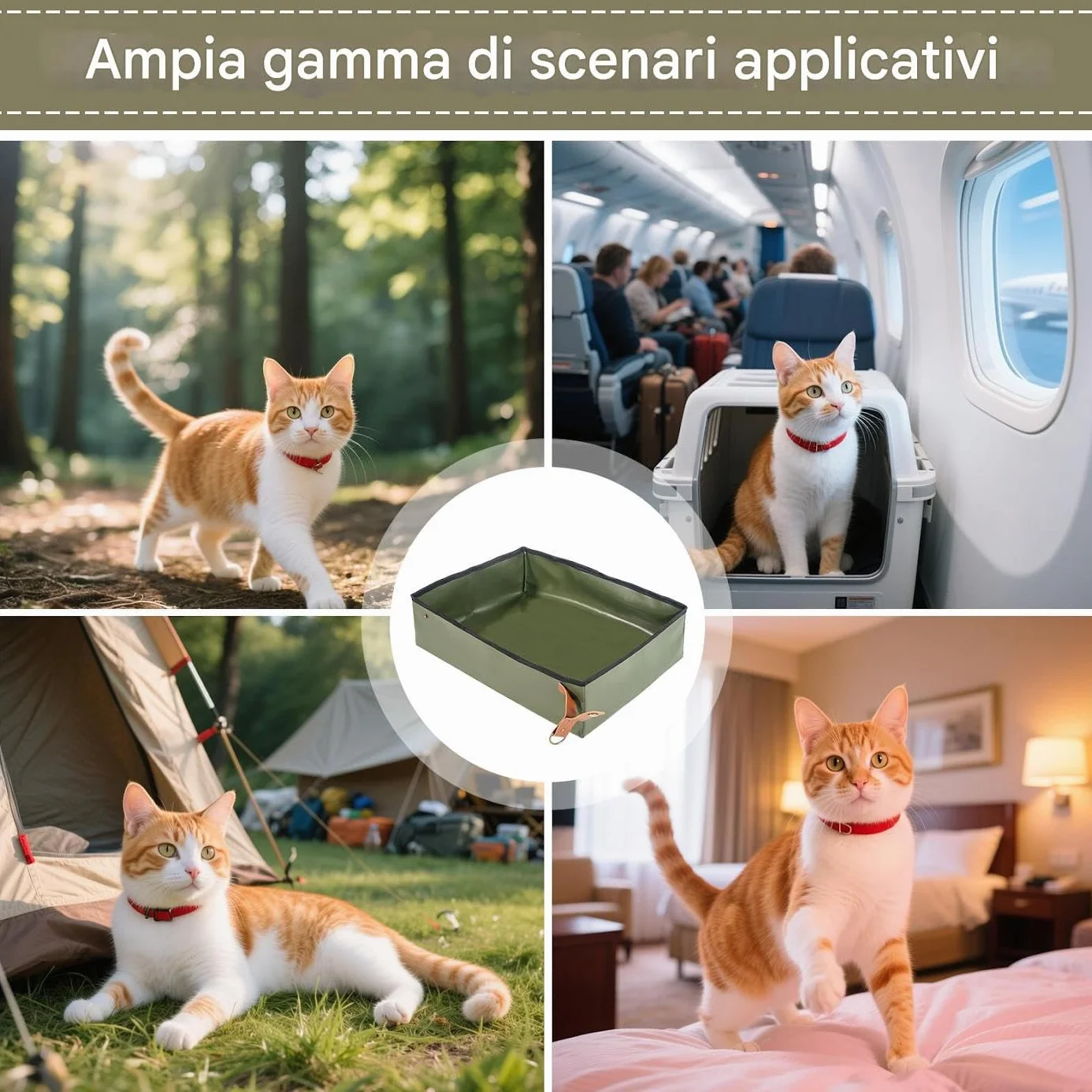 Lettiera Portatile Per Gatti - Vassoio Igienico Da Viaggio | Toilette Compatto Trasporto Animali Domestici per Casa Appartamento Auto Viaggi Campeggio