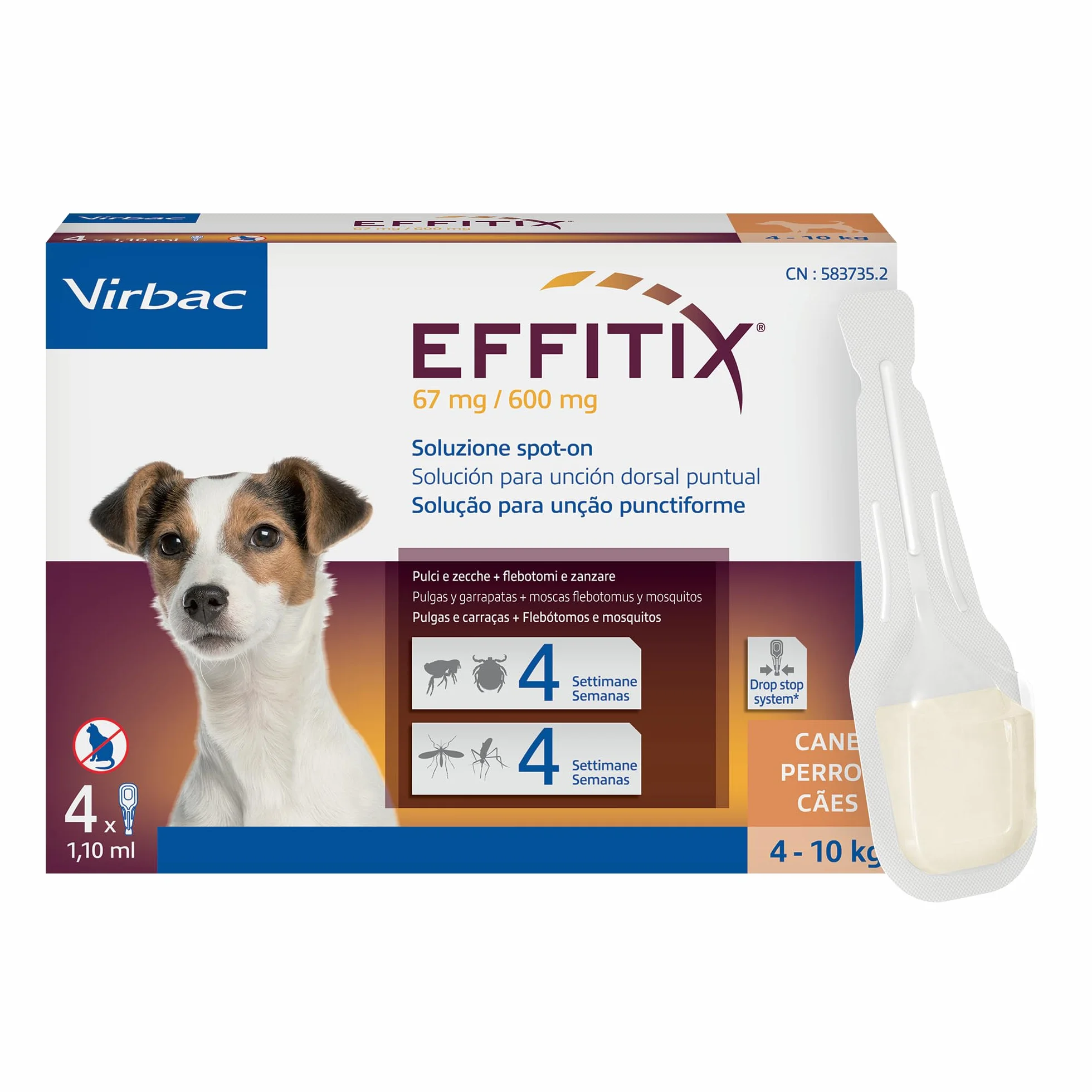 Effitix 4 pipette per animali da 4 a 10 kg
