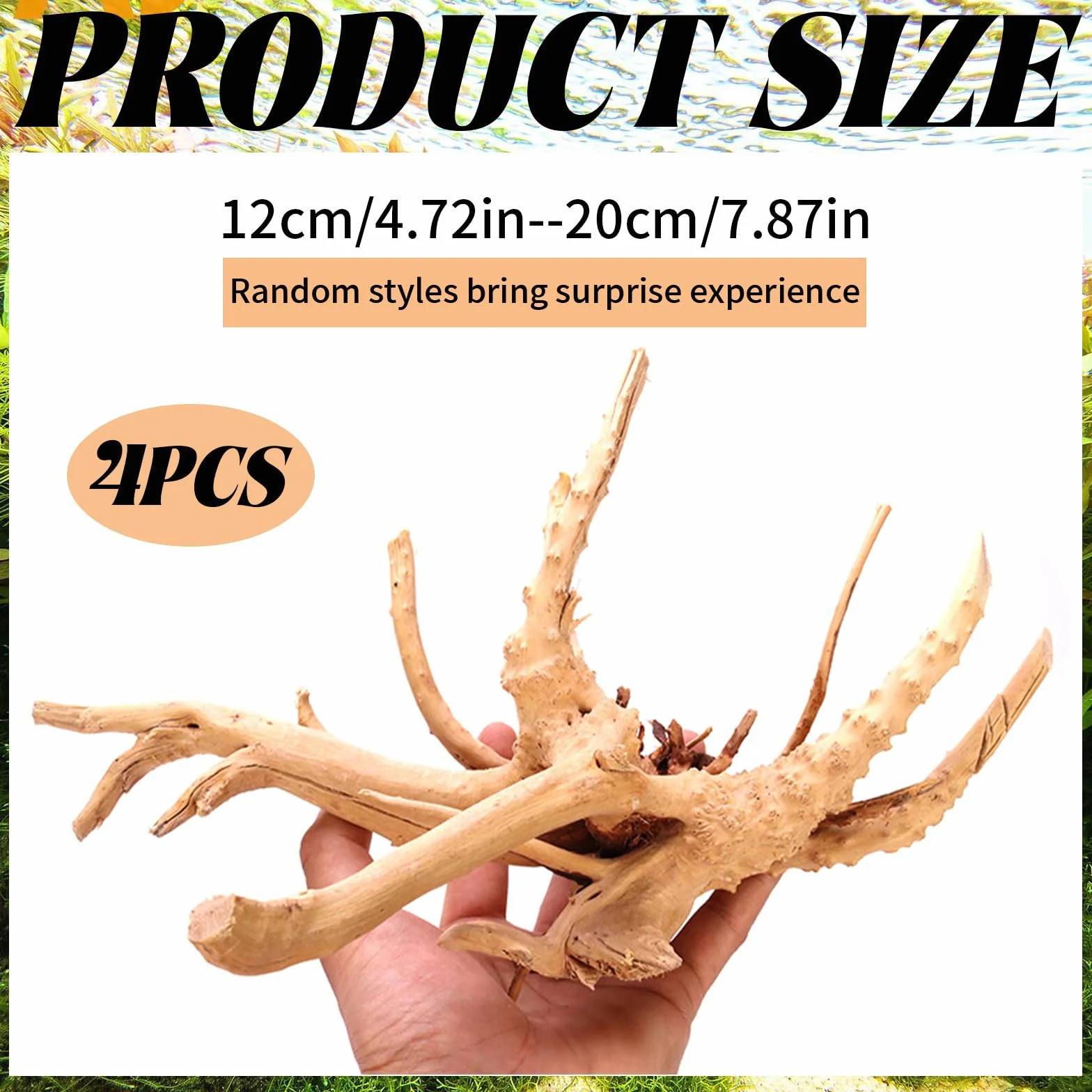 Pietre per Acquario 4 Pezzi Tronchi Acquario Acqua Dolce 12-20cm Vendita Radici di Legno Forma Casuale Tronco Legno per Decorazione Interni Acquari e Terrari per Rettili