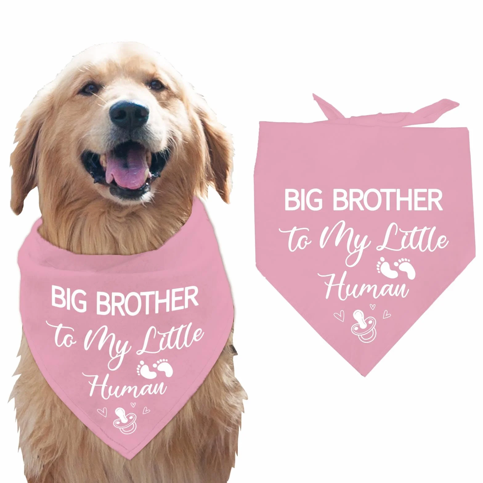 Arricraft Bandana Triangolare In Cotone Rosa per Cani da Compagnia con Scritta "Fratello Maggiore Del Mio Piccolo Umano" Bavaglini Lavabili per Annuncio di Gravidanza