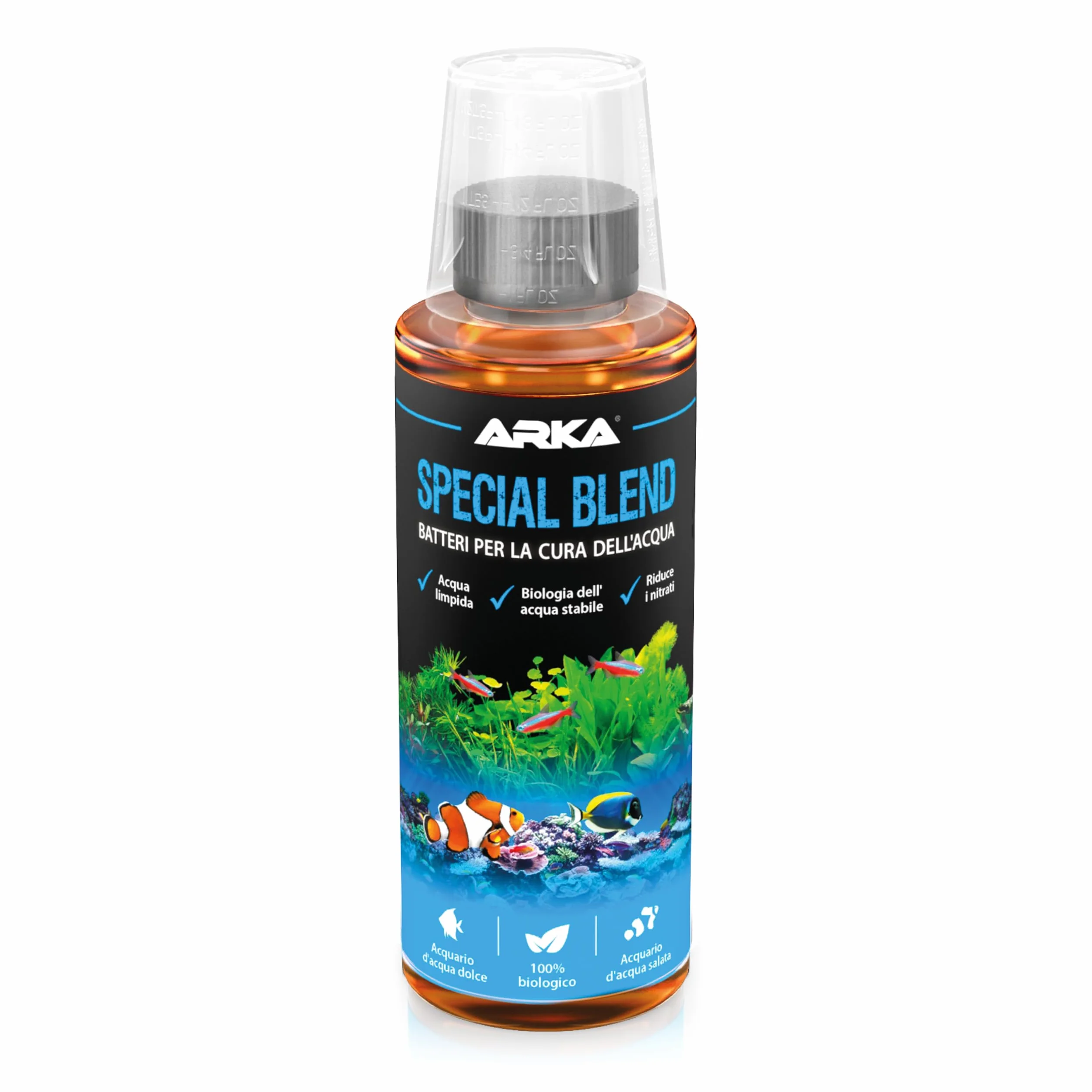 ARKA Special Blend – 118 ml – batteri per acquari d’acqua dolce e marina – riduce nitrati e rifiuti organici – contribuisce alla qualità dell’acqua e favorisce un ecosistema stabile