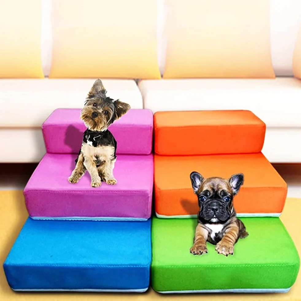 Scale Portatili per rampa per Cani da Compagnia Pieghevoli in Rete a 2 Fasi Comodo Cuscino per Lettino per Animali da Compagnia