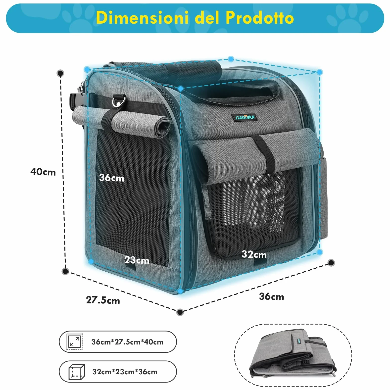 Cestino anteriore 4 in 1 per cani, zaino e seggiolino auto, carico 10 kg, supporto stabile a forma di L per biciclette elettriche (display < 8 cm), borsa per bicicletta pieghevole