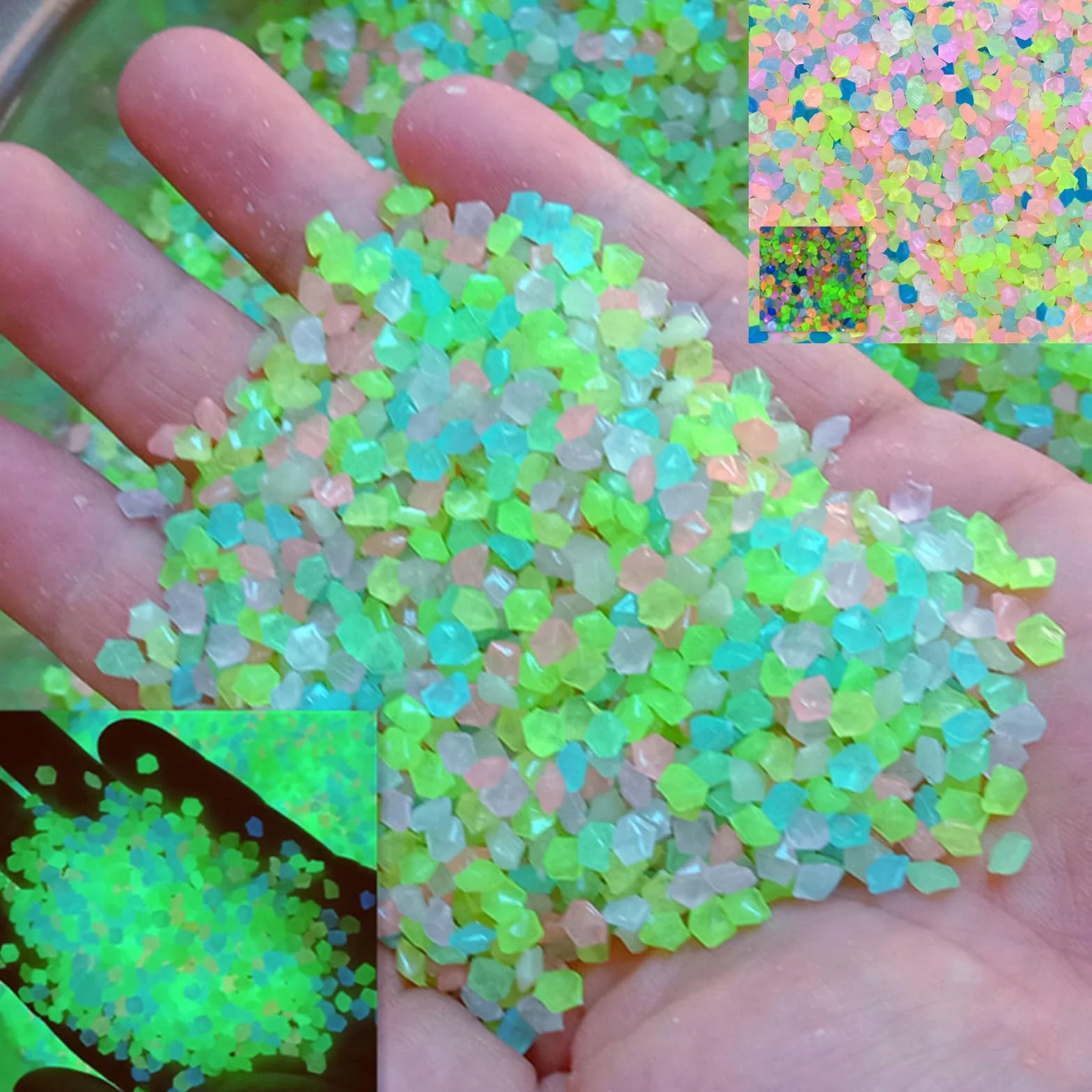 7000 pezzi Pietre Luminose da Giardino,piccola ghiaia luminosa,Multicolori Che Si Illuminano al Buio Rocce,Decorative Sassi Luminosi,per Acquario Prati Terrazza, Pietra Luminosa, Colorati