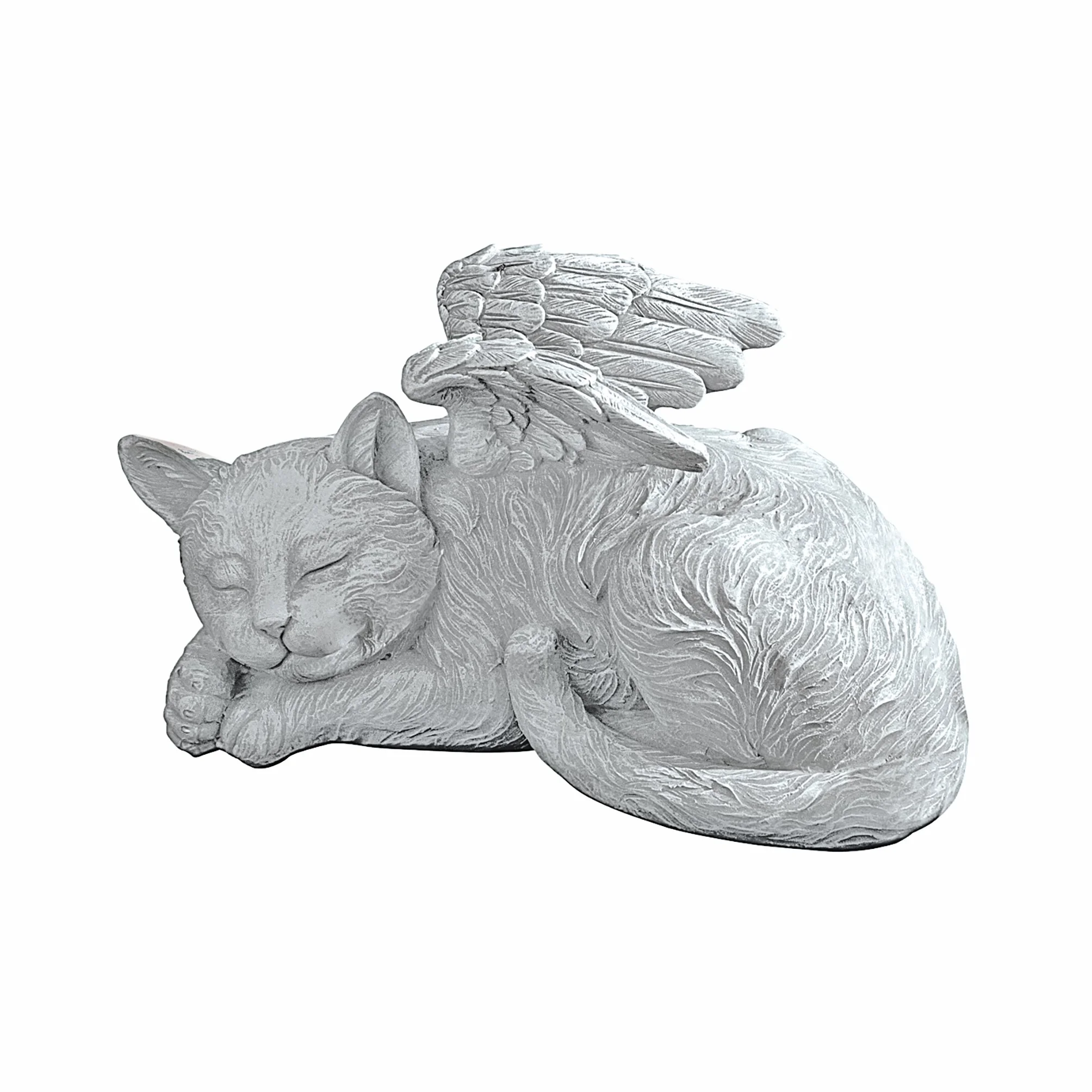 Design Toscano Gatto angelo Memoriale Lapide tombale Statua tributo poliresina finitura color pietra 25,5 cm