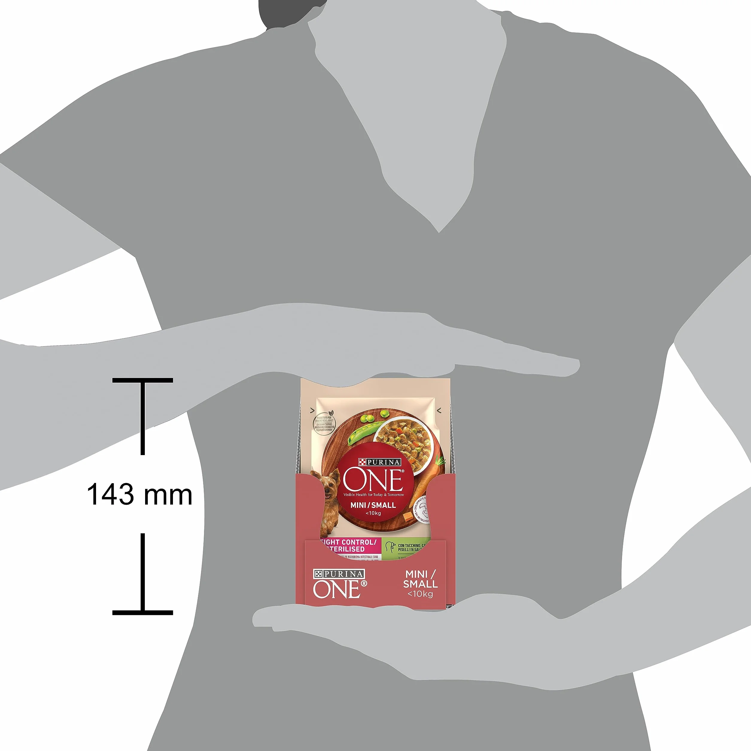 PURINA ONE Small&Mini < 10kg Controllo del peso Cibo Umido per Cani Adulti con Tacchino, Carote e Piselli 26 bustine da 85g