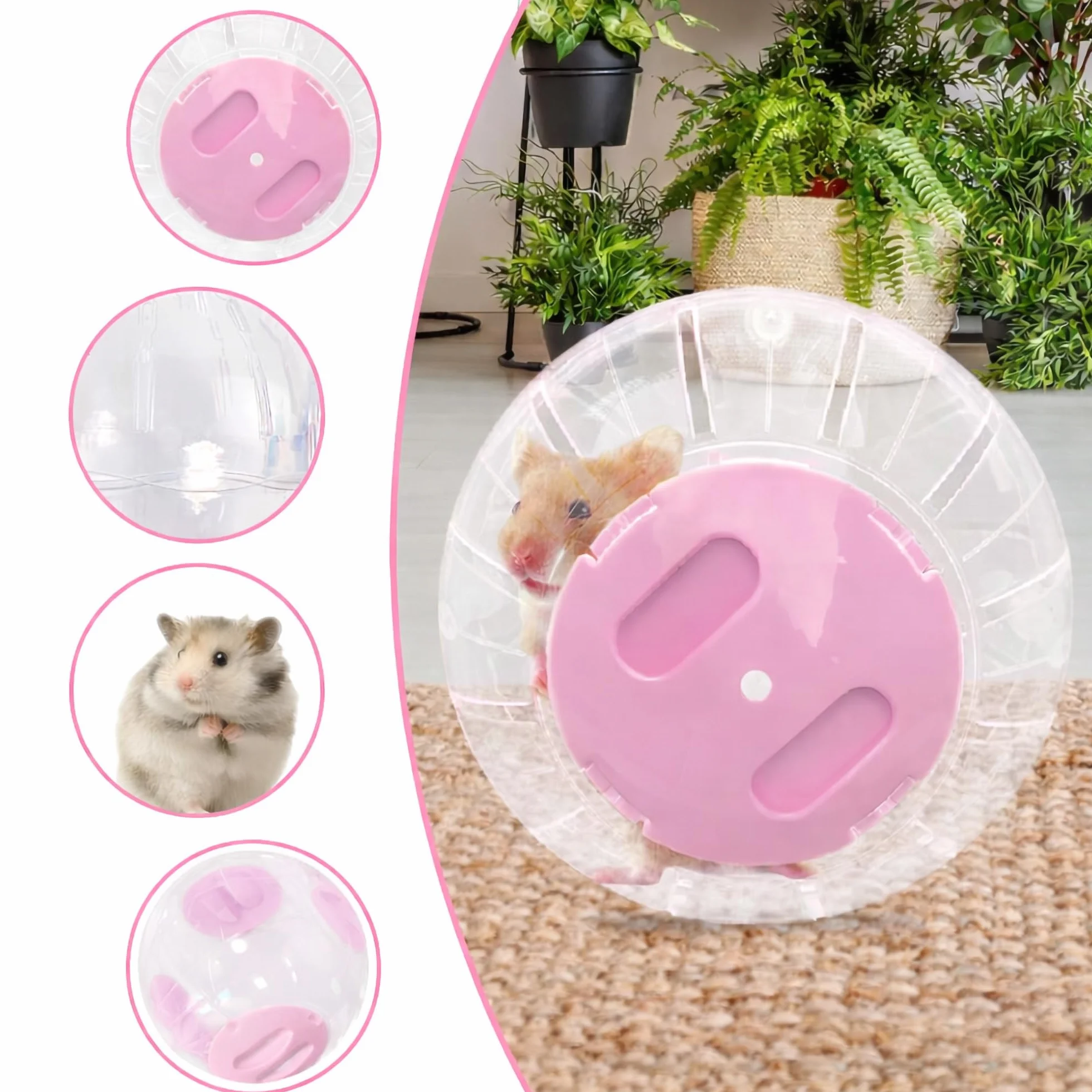 Sfera per Esercizio per Criceti, Palla Rotonda per Animali Domestici, per Roditori e Roditori, in Plastica, 14.5cm/5.71inch (Rosa)