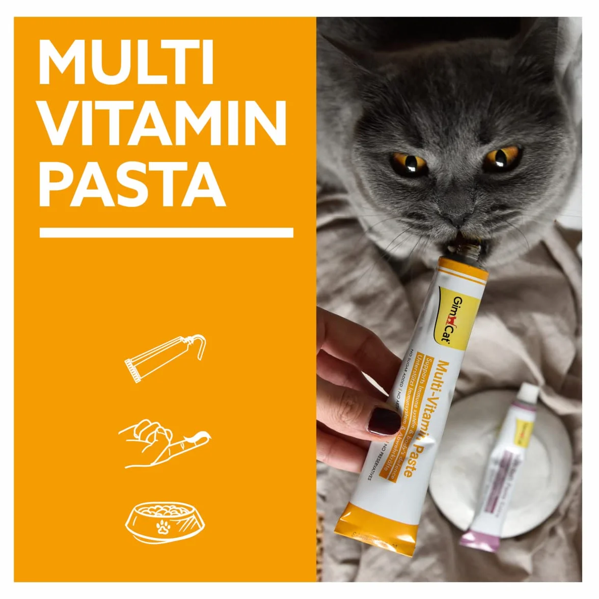 GimCat Multi-Vitamin Pasta, Snack sano per gatti, attiva le difese e rafforza il sistema immunitario, 1 tubetto, 1 x 200 g
