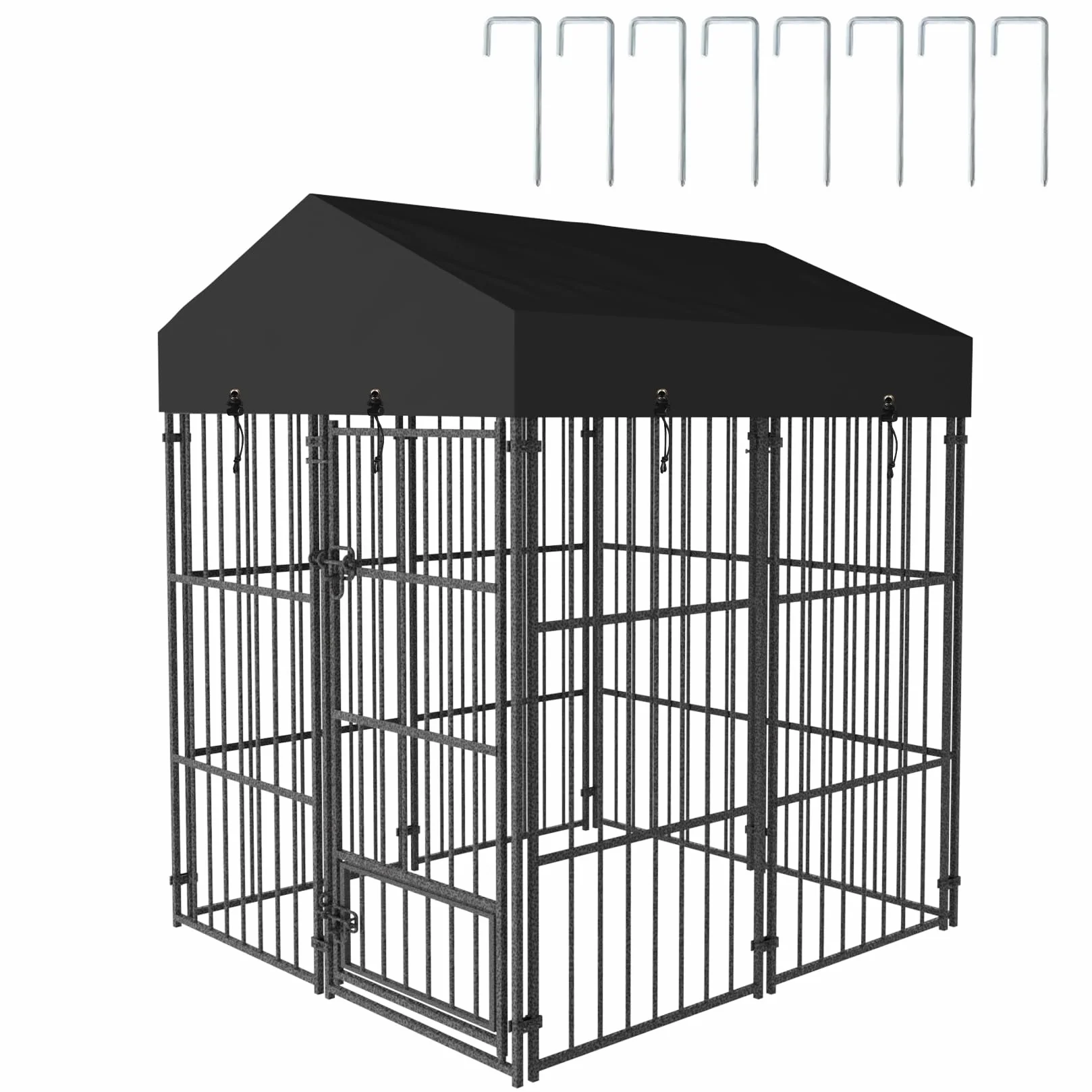 Grande Kennel Gabbia Canile per cani esterno con Copertura Impermeabile Protezione UV Pali in Metallo