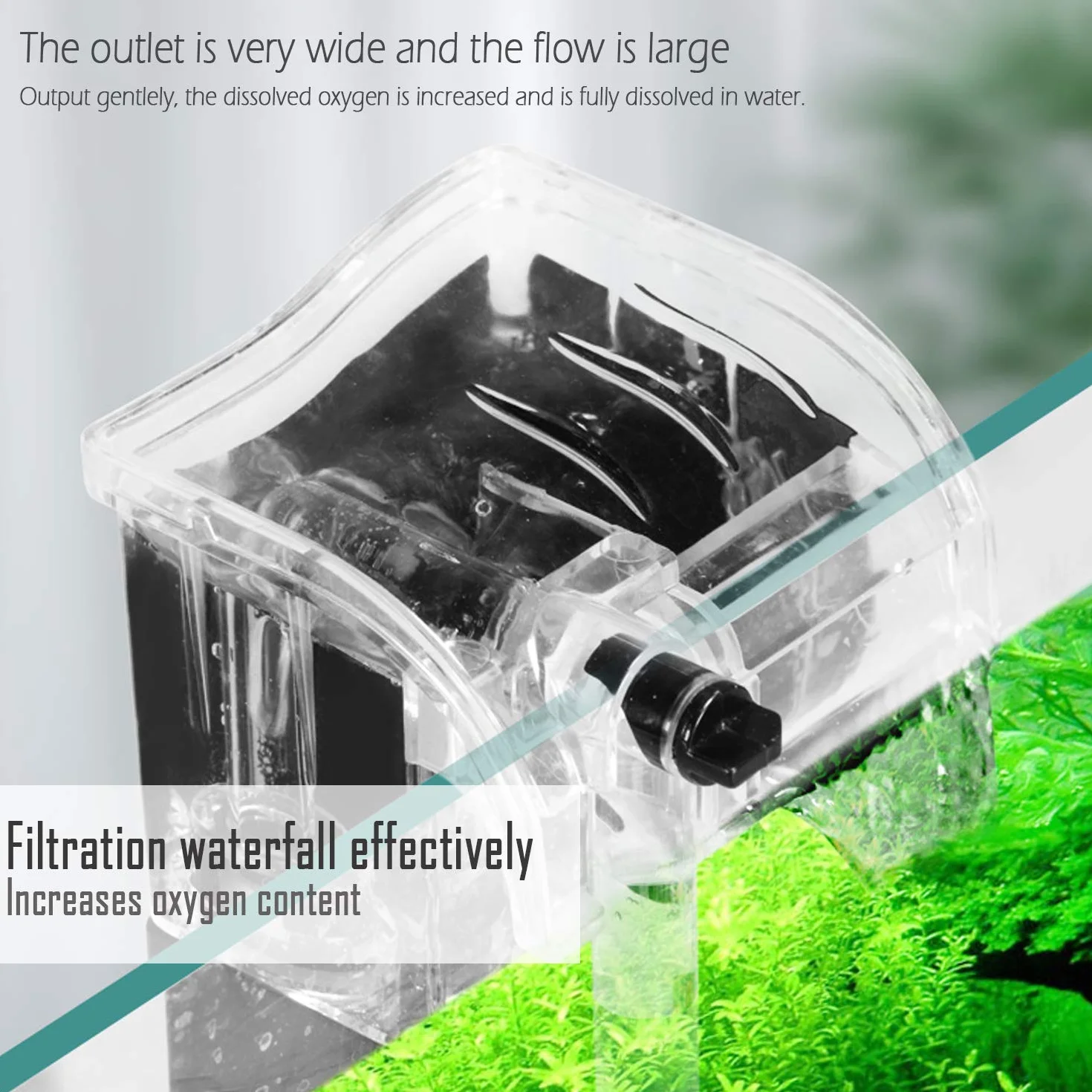 BPS BUENA PET SHOP Filtro Esterno per Acquario Pendenti Serbatoio di Pesci Esterno Filtro di Energia Sospensione Cascata Pompa di Ossigeno 380L/H BPS-6077