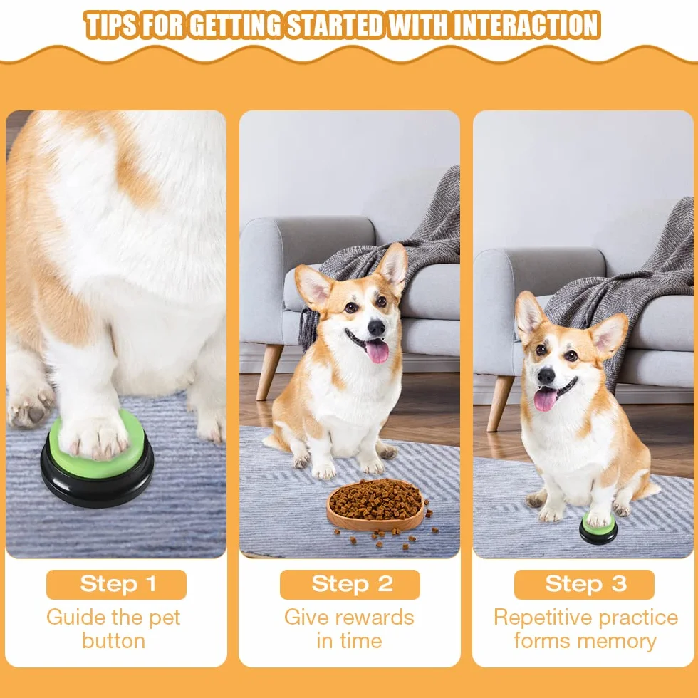 4 Pezzi Buzzer con Funzione di Registrazione, Buzzer Registrabile Vocale, Pulsante di Conversazione Registrabile, Answer Buzzers per Cane Giocare E Comunicare con Cane Gatto