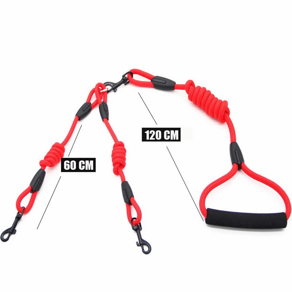Guinzaglio per cani Doppia Corda in Nylon Passeggiata Due Cani Guinzaglio Accoppiatore Doppio Doppio Guinzaglio Da Passeggiata Collare Opzionale Corda Tirare 1 Pz Corda Blu Xl 1.2 CM