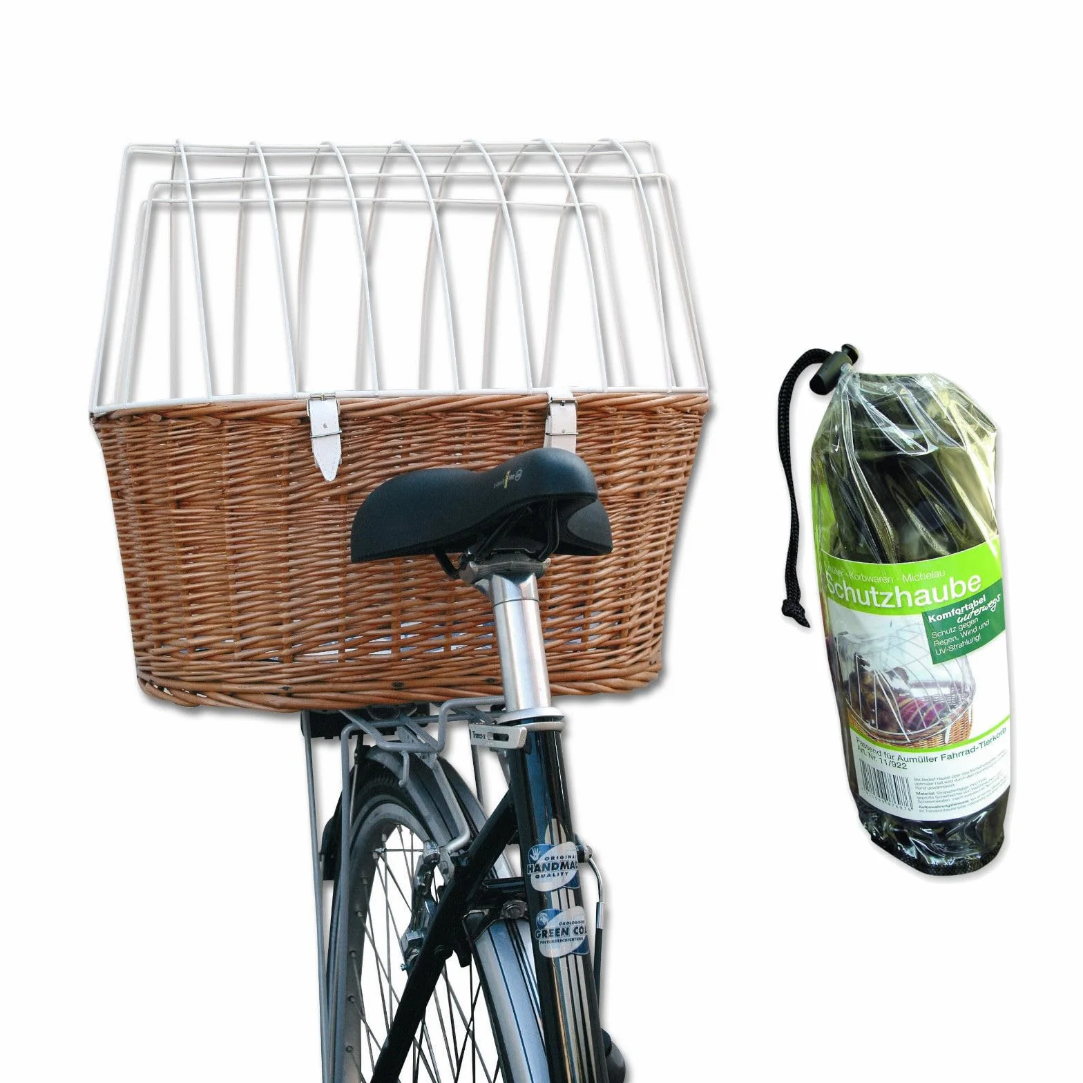 Aumüller Cestino per animali da bicicletta con supporto, lunghezza 52 cm + copertura protettiva – montaggio portapacchi