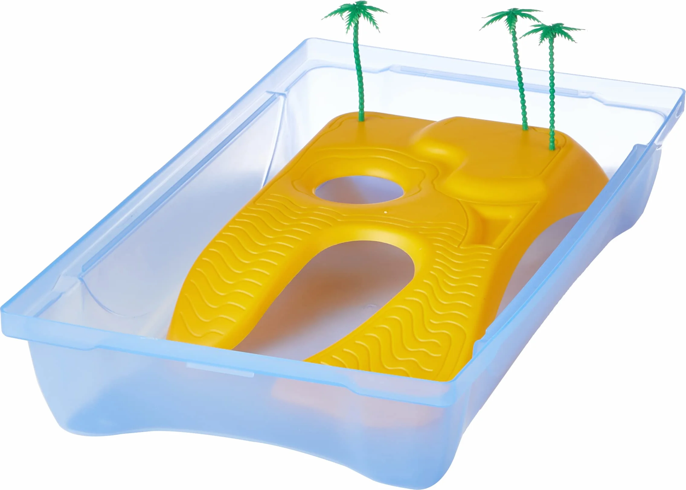 ARQUIVET Tortuguera Kleo - Acquaterrario con isola e palme per tartarughe - Tartaruga in plastica - Tortuguero per casa e giardino - Tartarughe adulte e piccole - 57 x 33 x 25 cm