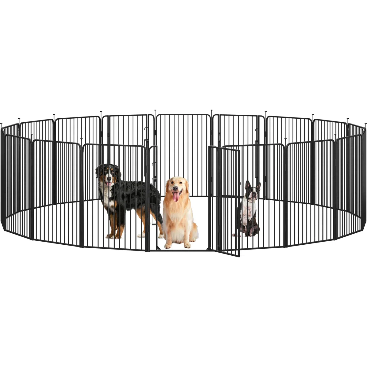 Yaheetech Recinto per Cani Gatti con Porta 18 Pannelli Altezza 100 cm Nero | Recinzione in Rete Metallica, Cuccioli Gatti Conigli Animali Domestici, Interno Esterno Giardino Casa, Salvaspazio
