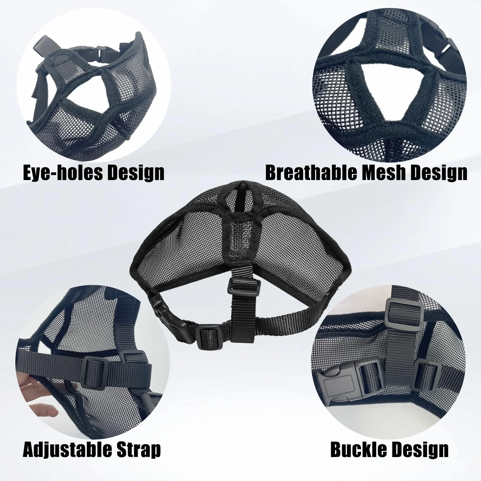 Museruola Maschera Antimorsata Piatta per Cani a Muso Breve, Bulldog Francese, Shih Tzu e Pug