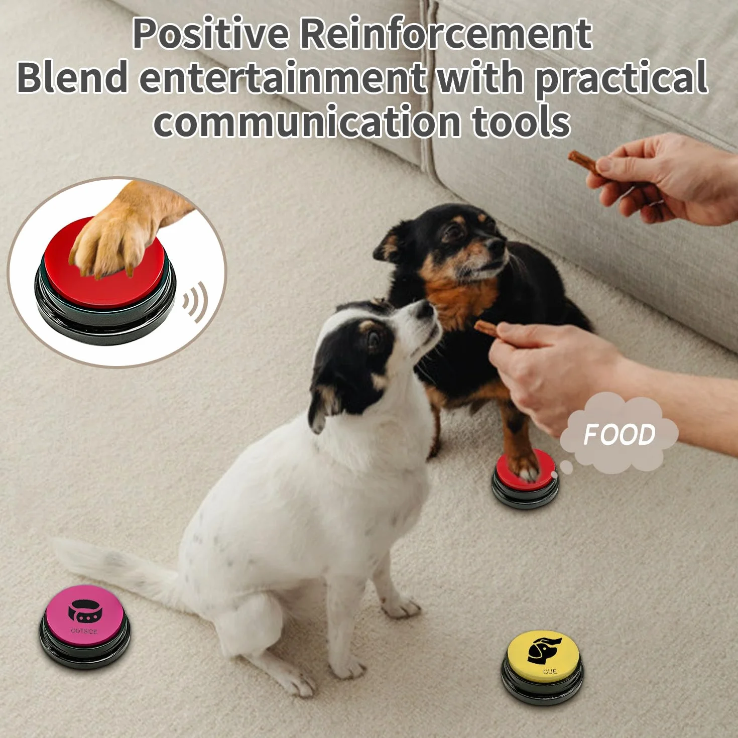 4 Pulsanti per Parlare al Cane Pulsante per registrare la Voce in 30 Secondi, Pulsante per l'addestramento del Cane, 50 Adesivi per addestrare Il Cane a Parlare!