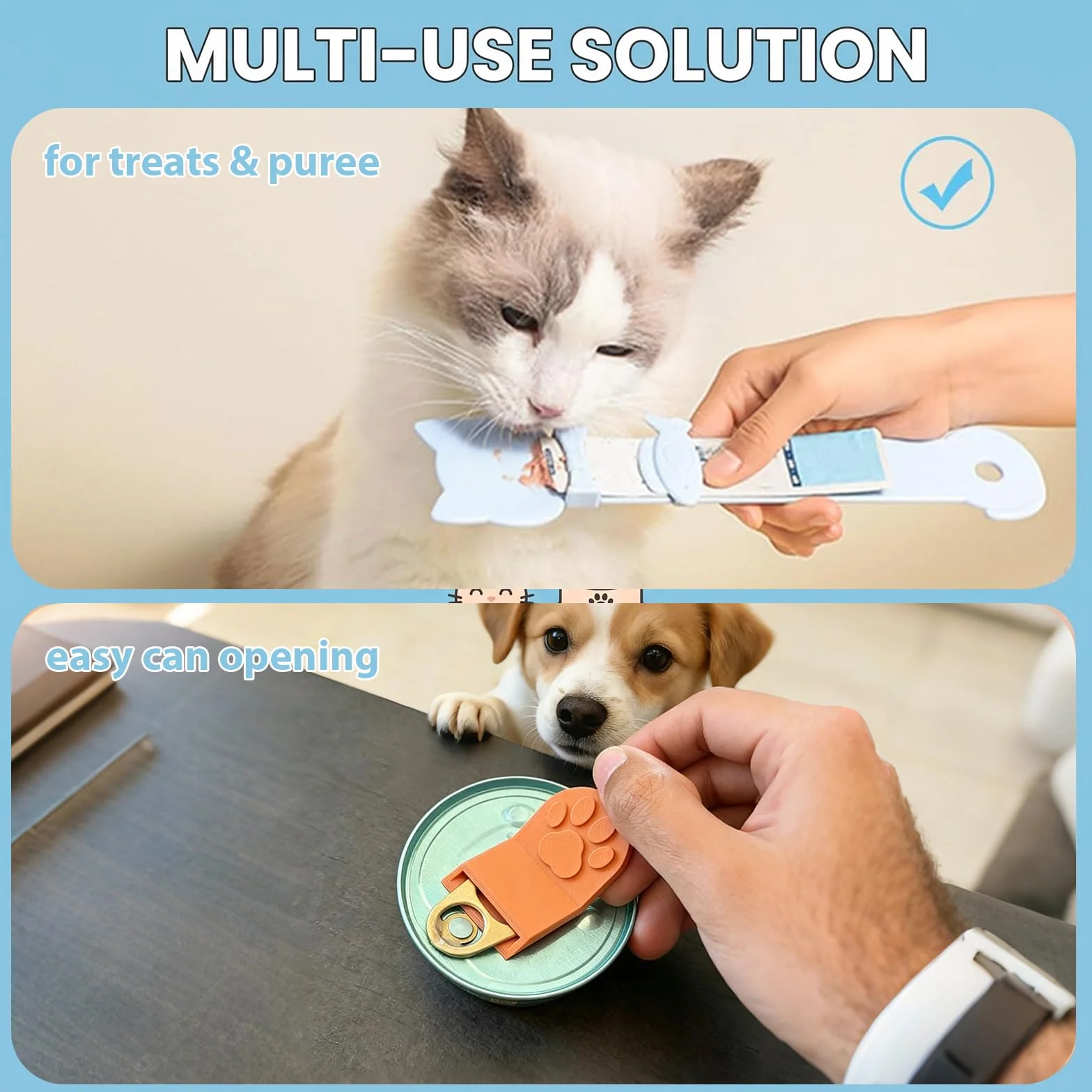 Contenitore Crocchette Cane, Cucchiaio Multifunzionale per Cibo Gatti, Adatto a Cibo Umido, Snack Leccabili e Snack Liquidi, Riduce Sprechi Alimenti e Mantiene Le mani Pulite
