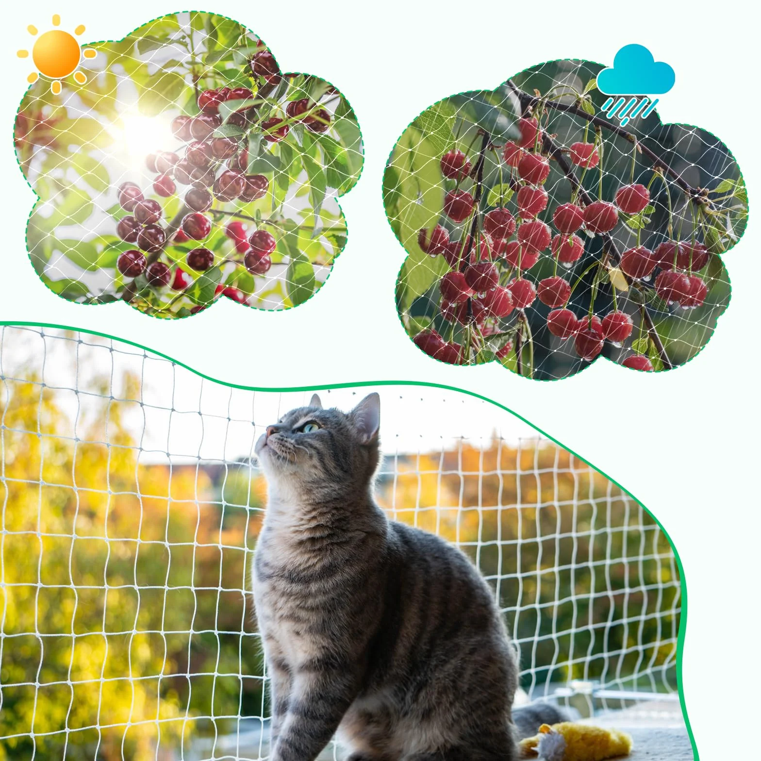 Rete per Gatti, Rete Gatti Balcone 10 x 3 m Rete Protezione Gatti Balcone, Bianco Rete Balcone per Gatti, Rete Anti Uccelli, Multifunzione Rete Gatti per Balconi, Porte, Finestre, Scale, Giardini