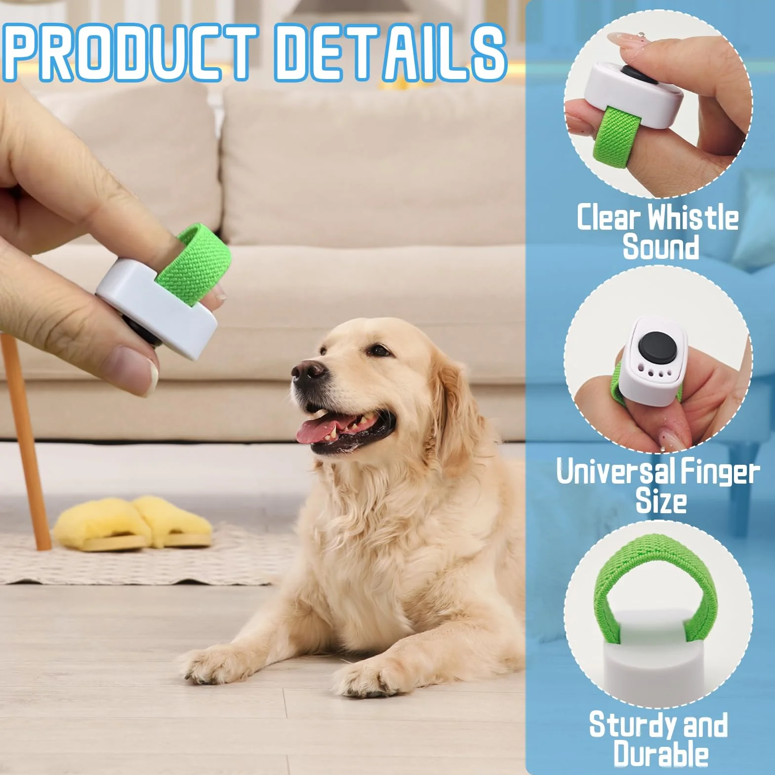 Dongcill Set da 2 Clicker per Cani,Mini Clicker per L'addestramento degli Animali Domestici,con Anello per Dita,Accessorio per Addestramento,per Cane,Gatto,Cavallo (Bianco)
