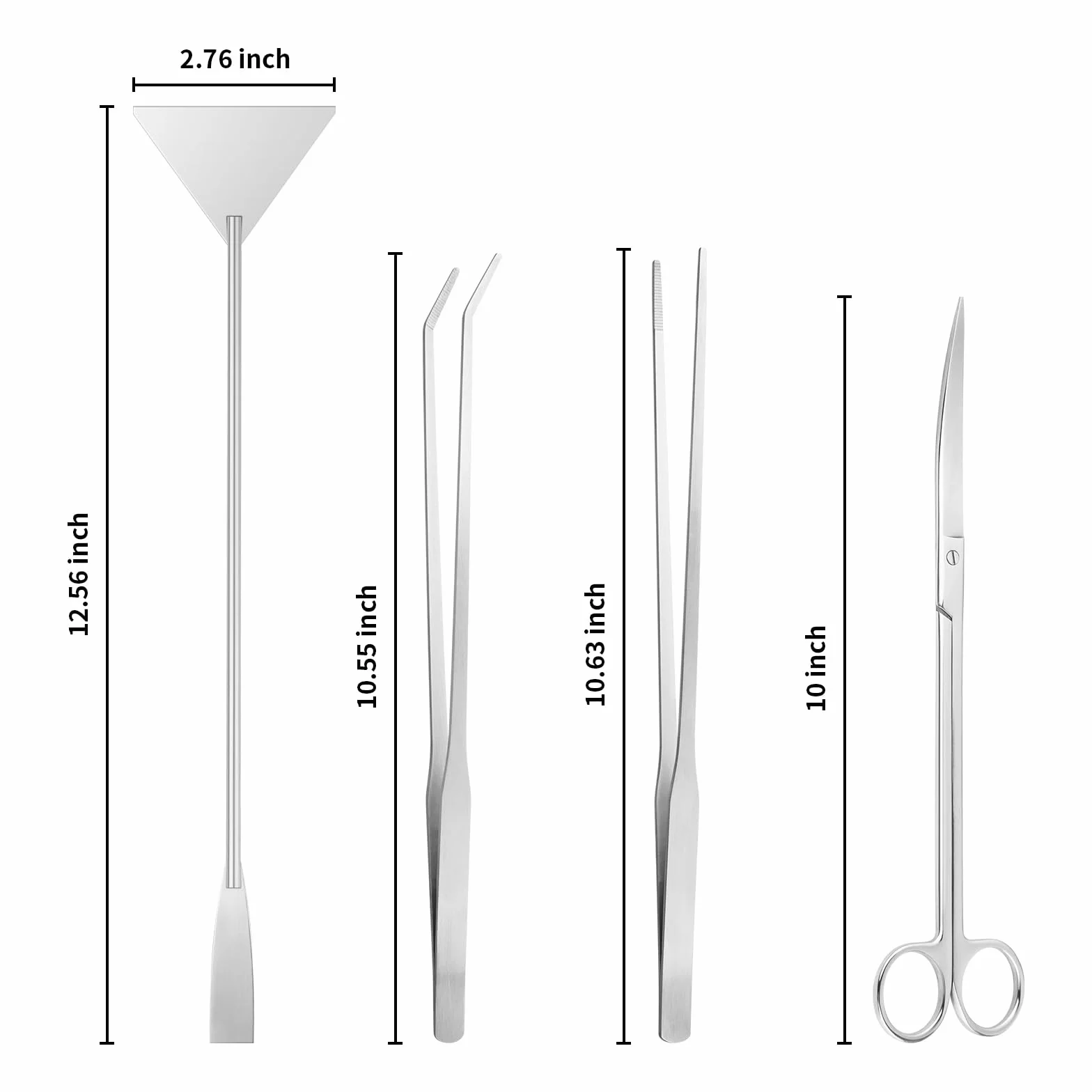 Ohtomber Aquascape Tools - Kit di 4 attrezzi per terrario, include pinzette lunghe per terrario, pinze per alimentazione, forbici per acquario, raschietto per alghe per la pulizia dell'acquario