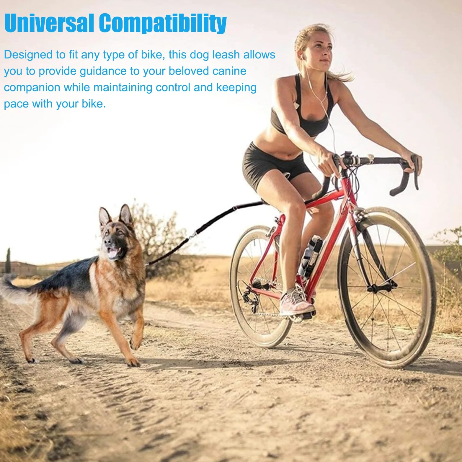 Tyenaza Guinzaglio per Bici per Cani, Guinzaglio per Bicicletta a Mani Libere con Telaio in Metallo ad Alta Resistenza, Guinzaglio per Cani per Biciclette Guinzaglio per Addestramento di Cani