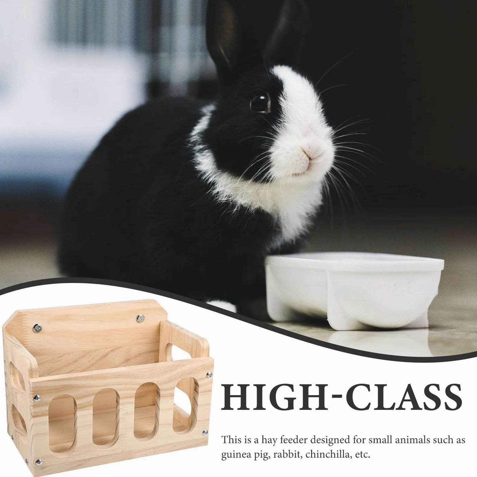 TOYANDONA Mangiatoia per Conigli Contenitore per Cibo Khaki in Legno Facile da Installare Ordinato per Gabbia Animali Domestici