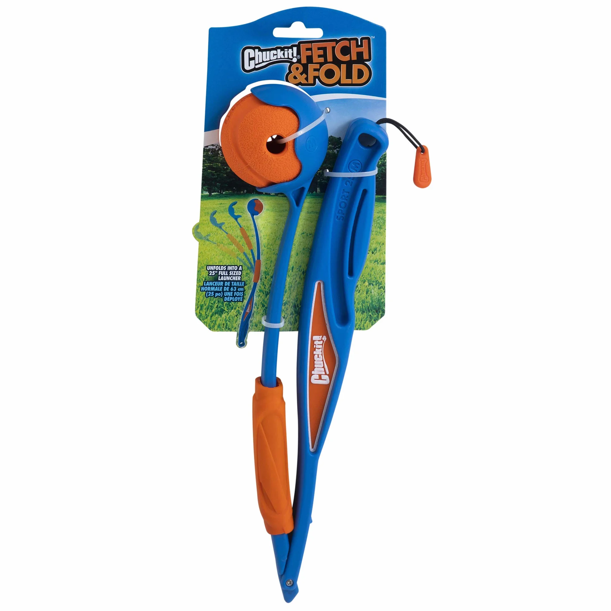 Chuckit! – Lanceur Fetch & Fold 25M – Lanciapalle per Cani - Lanciatore per Cani Pieghevole - Lanciatore Compatibile con Palline Medie - Viene Fornito con 1 Fetch Ball Medium