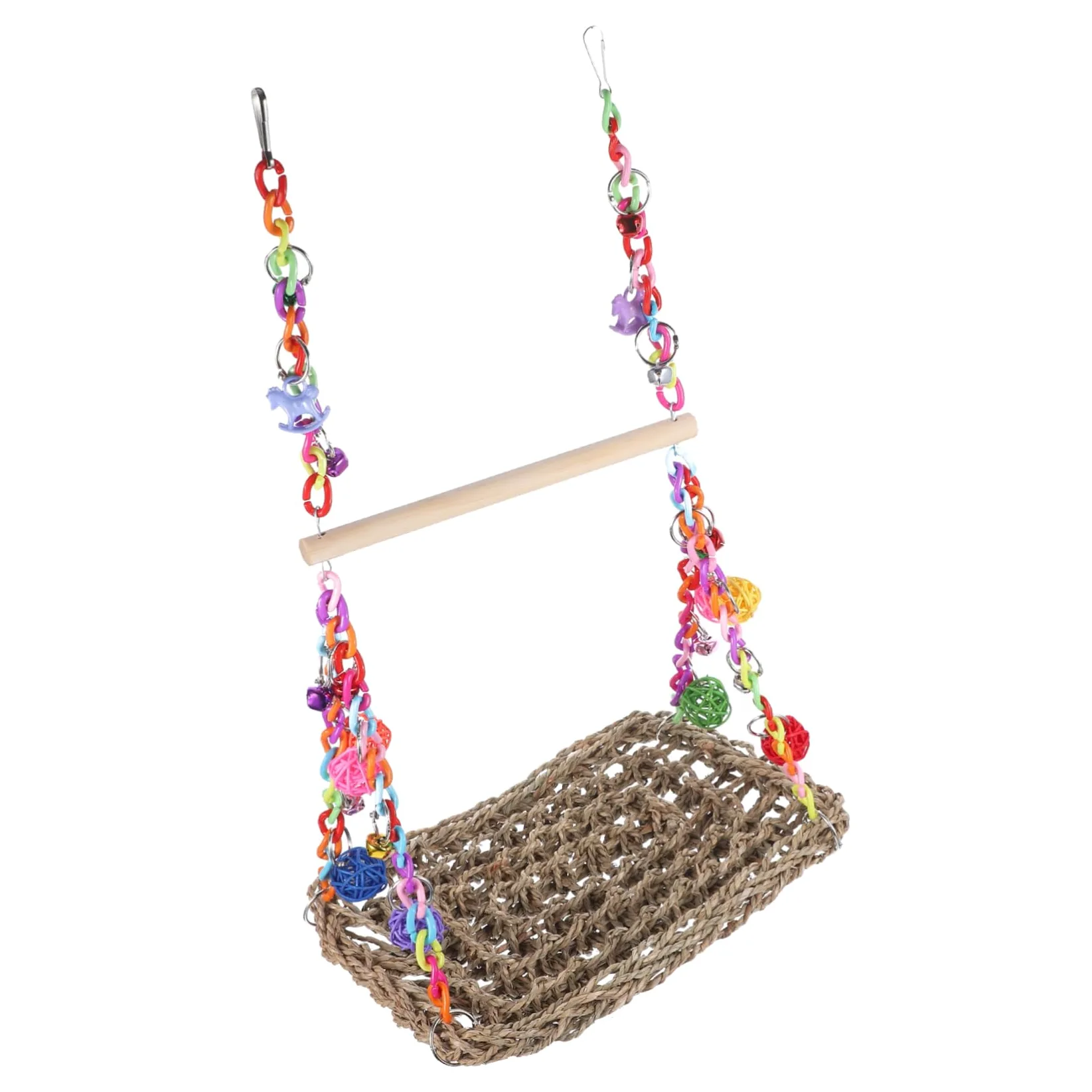 Altalena Giocattolo per Pappagalli Sospesa da Arrampicata | Fibre Naturali e Legno, Decorativa e Creativa, per Piccoli Animali e Parrocchetto