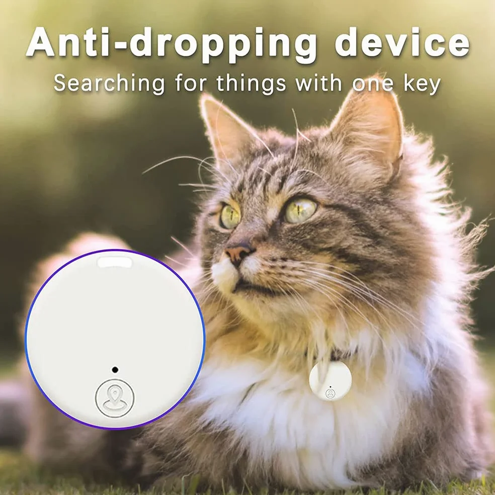Localizzatore GPS portatile Bluetooth 5.0 con anello a strappo, dispositivo anti-perdita intelligente, dispositivo impermeabile, localizzatore di animali domestici per cani, gatti, portafogli,Bianca