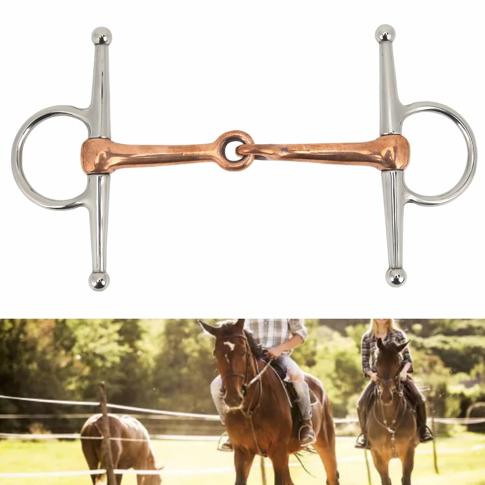 KIMISS Filetto per Cavallo Filetto a Guancia Intera Inglese Filetto a Guancia Intera per Cavallo Filetto Ad Anello in Acciaio Inossidabile per Accessori per Cavalli da Esterno 125Mm