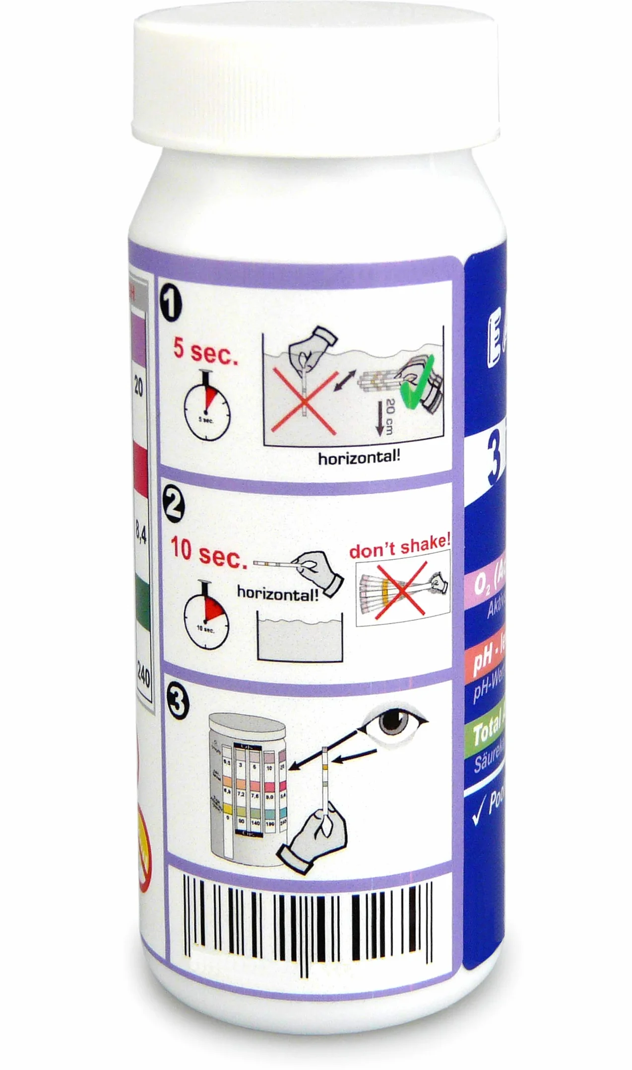 smardy 50 strisce test acqua 3in1 per piscina e spa – misura pH, alcalinità e ossigeno attivo in 15 secondi – per whirlpool, acquario e acqua potabile – bustine sigillate da 10, con scala colori