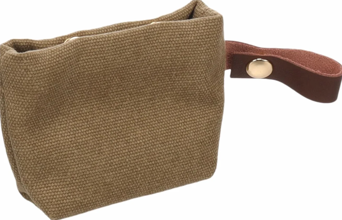 Porta Sacchetti Cane - Cavna Kaki - Pochette in Poliestere - Chiusura a Pressione - Cinturino in Pelle - 1 Rotolo Incluso - Flamingo