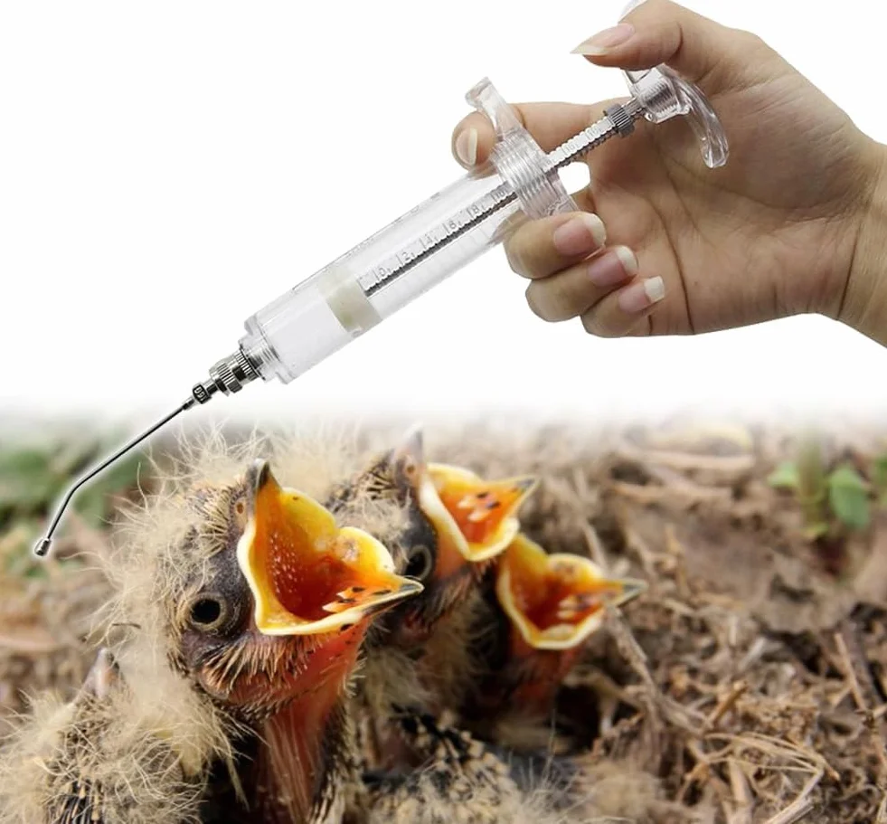 Siringa da 50 ml con 6 pezzi di tubi per raccolta, per alimentazione manuale di uccelli da allevamento, per uccelli da compagnia, pappagalli, canarini e altri animali domestici (50ML)