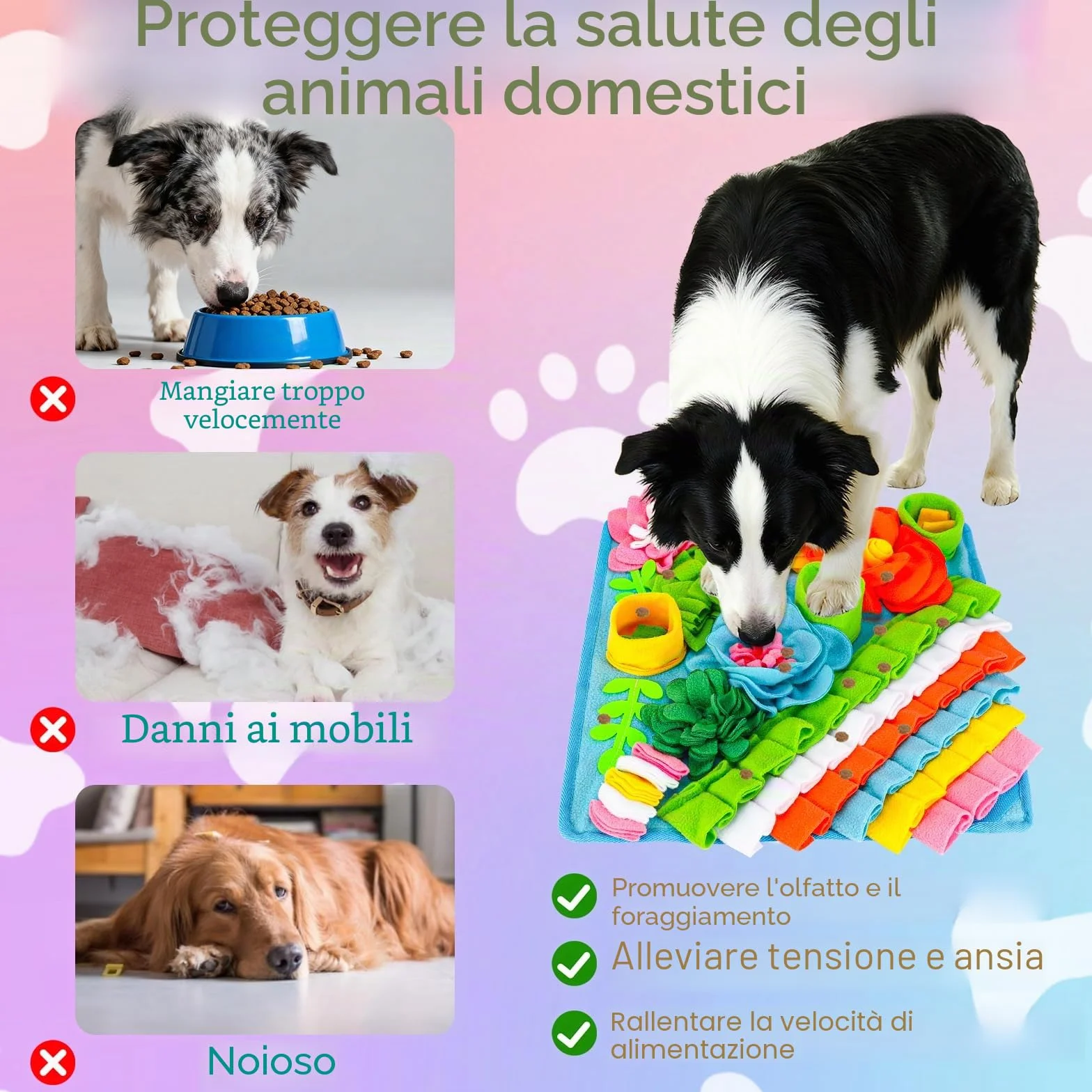39 x 39 cm Tappeto Olfattivo Cane, Tappetino Olfattivo per Cani, Giochi Interattivi Per Addestramento Foraggiamento Di Animali Lavabile Antiscivolo per Cani, Gatti e Conigli
