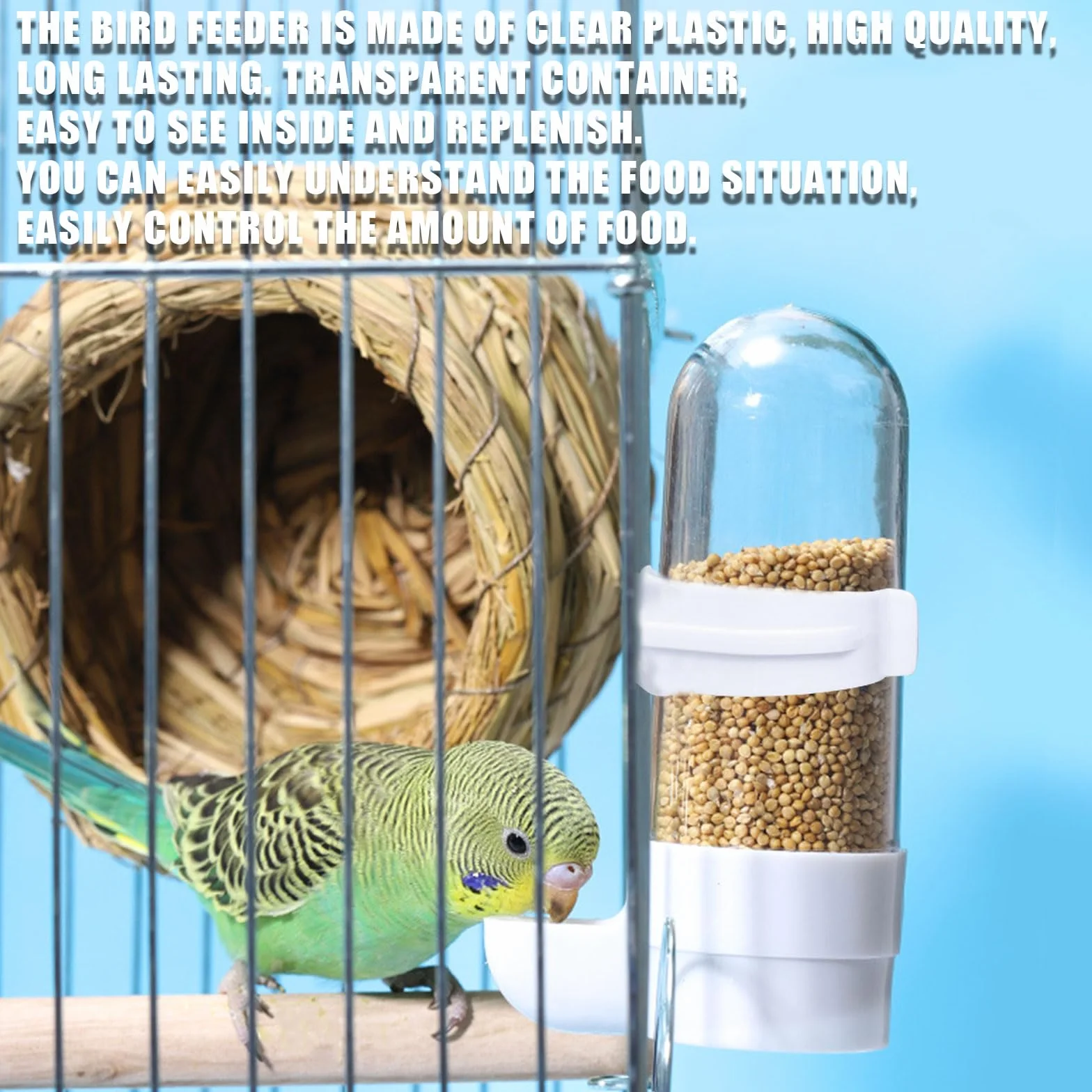 Dosatore d'acqua per uccelli, 2 bottiglie automatiche da 90 ml, per gabbia, pappagalli, in plastica, per pappagalli, accessori per pappagalli, per pappagalli, ecc