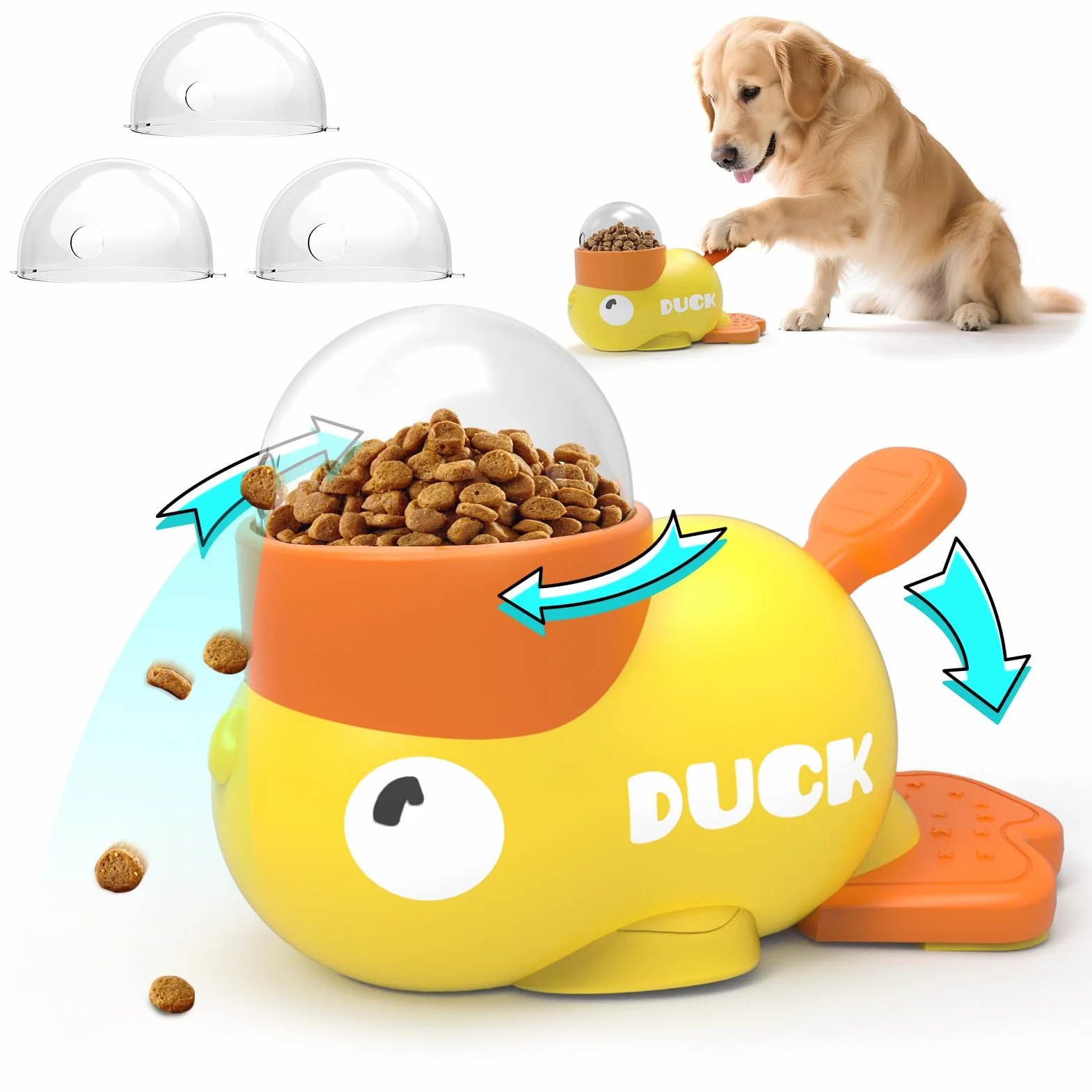 Giochi Interattivi per Cani 2 In 1 Giocattolo Interattivo a Forma di Anatra Dispenser di Cibo per Puzzle Dispositivo di Alimentazione Lenta Per Cani e Gatti di Piccola e Media Taglia