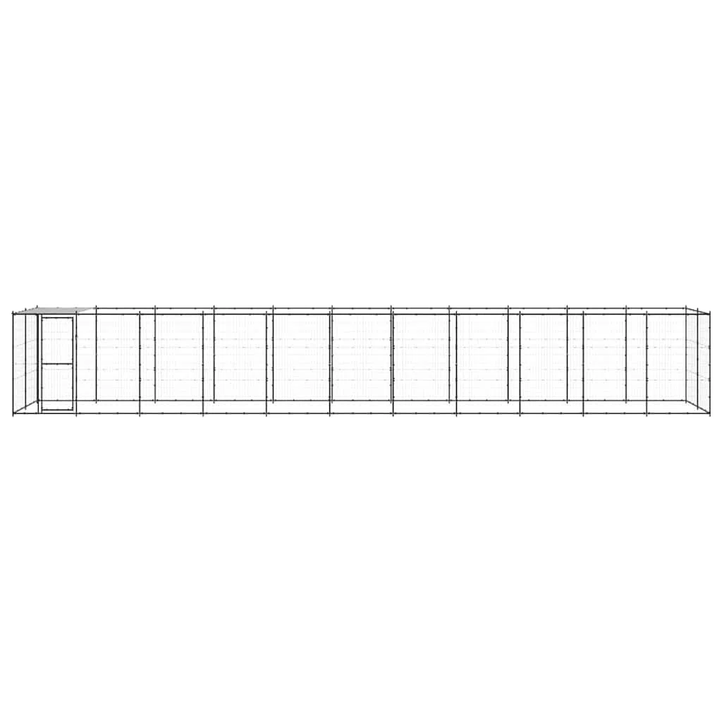 Cuccia per cani con tetto in acciaio, 1210 x 220 x 180 cm, colore | Ampio recinto per cuccioli da giardino con porta richiudibile, pareti a griglia stabili e tetto in polietilene resistente ai
