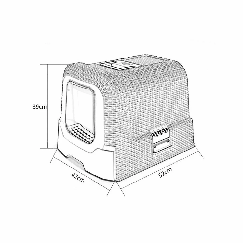 Toilette per Animali Domestici Pet Supplies Rattan Stile Completamente recintato Cat igienici Grande lettiera del Gatto Grande Potty Pet Supplies Chiusa Lettiera per Animali Domestici(Bruin)