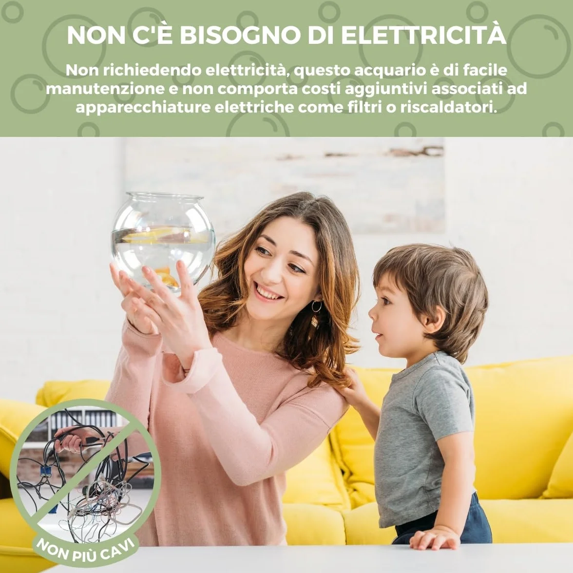 Mobiclinic® pets, Boccia per pesci, Rotondo, Nemo, 4 litri, Plastica pet eco, Design trasparente, 20x20x17, 5cm, Facile pulizia, Resistente, Ideale la decorazione domestica, Erbe acquatiche