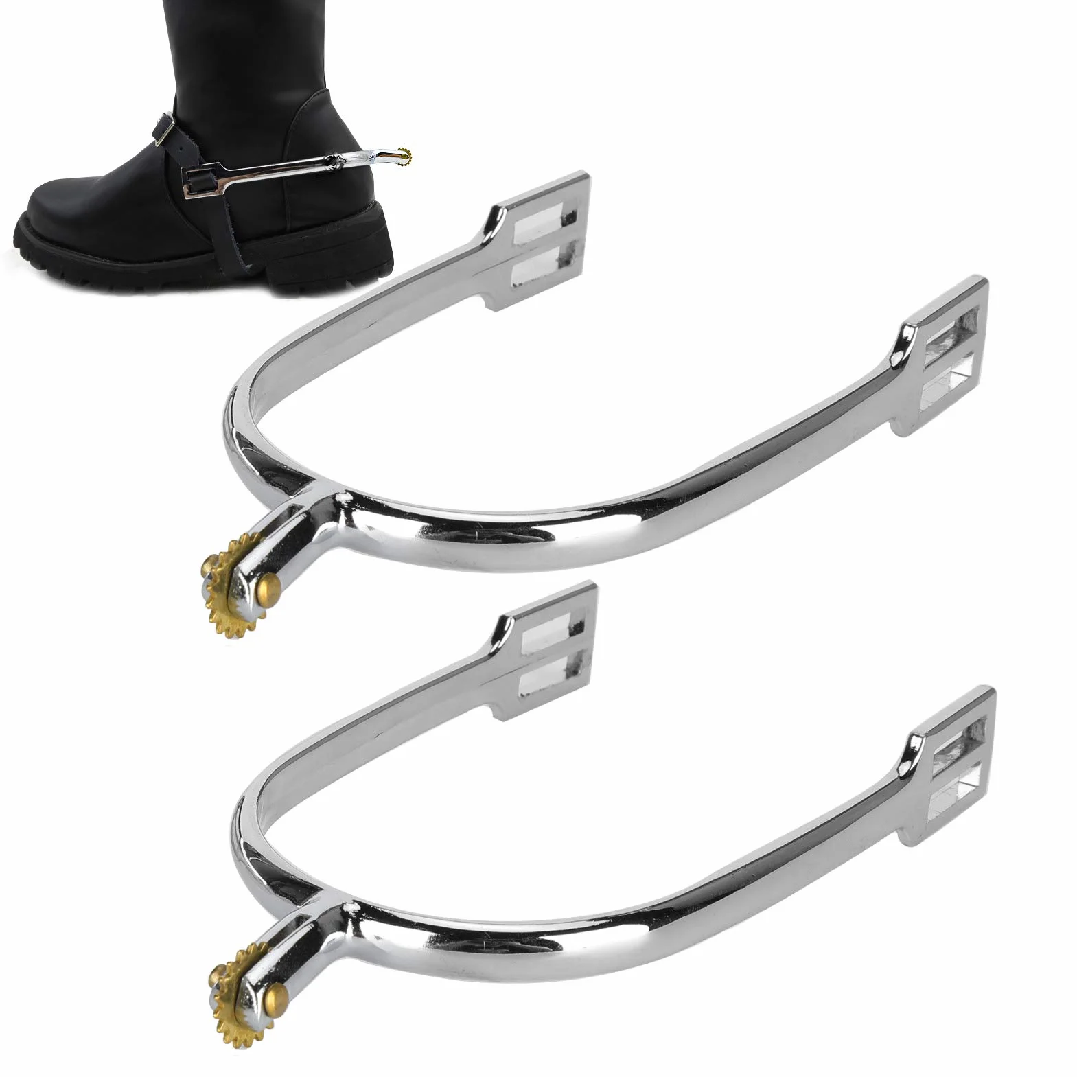 Speroni per cavalli, sperone inglese da equitazione in lega di zinco stile inglese per competizioni equestri fattoria ranch Diametro interno 2,8 pollici